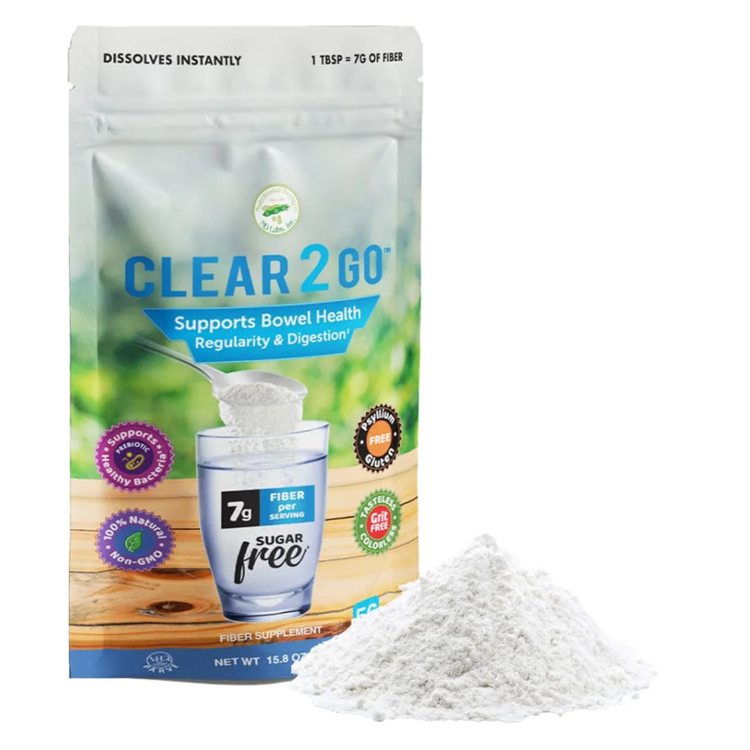 پودر مکمل فیبر پری‌بیوتیک نوتریشنال دیزاینز - فیبر محلول اینولین - فیبر غذایی کاملا طبیعی، بدون شکر و گلوتن - فیبر روزانه برای سلامت روده Clear 2 Go - 448 گرم