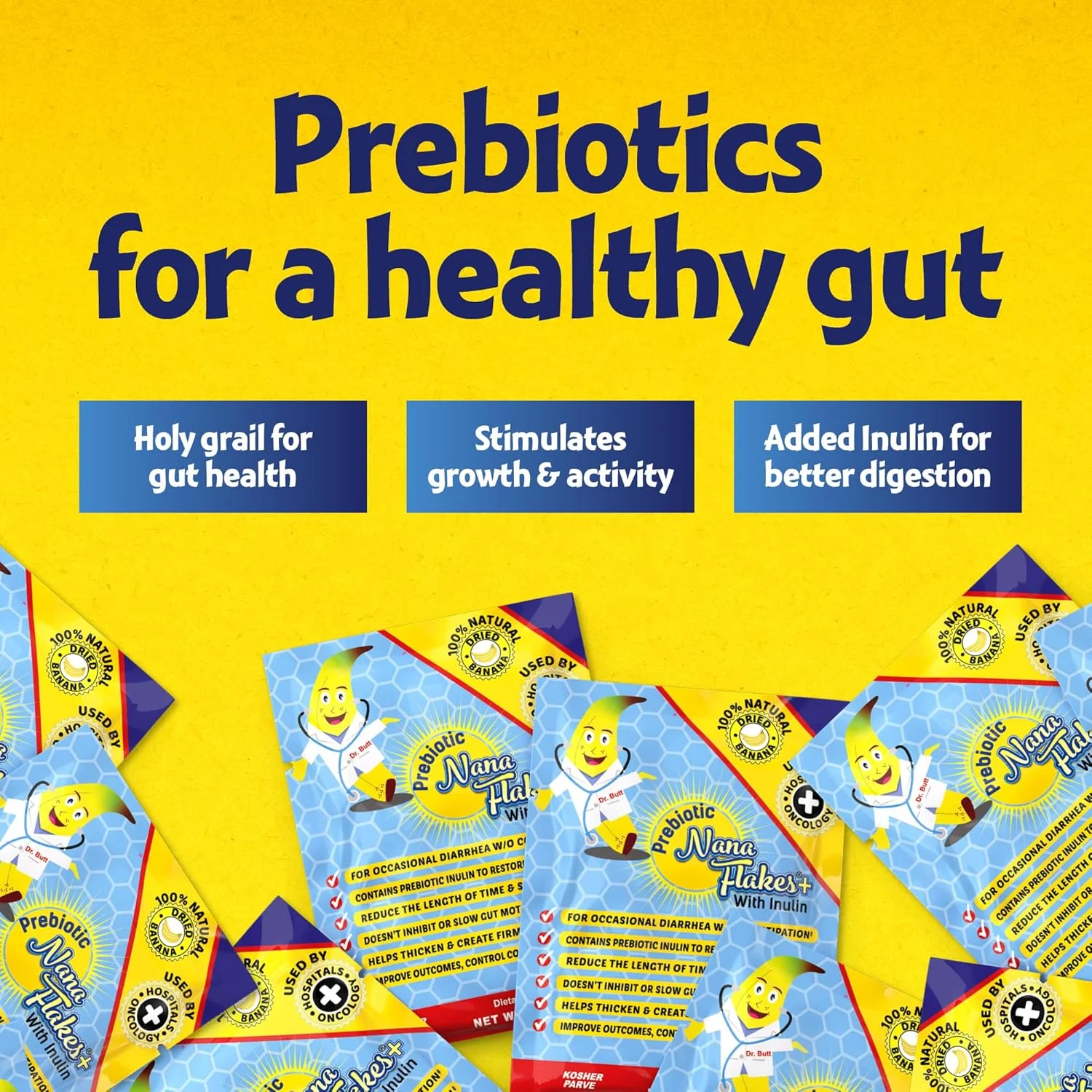 پودر موز ضد اسهال نانا فلیکز نوتریشنال دیزاینز، تسکین دهنده IBS و سوزش معده، غذای پزشکی 100% خالص موز - پری بیوتیک - طبیعی - پروتئین و فیبر بالا (50 بسته تک نفره)