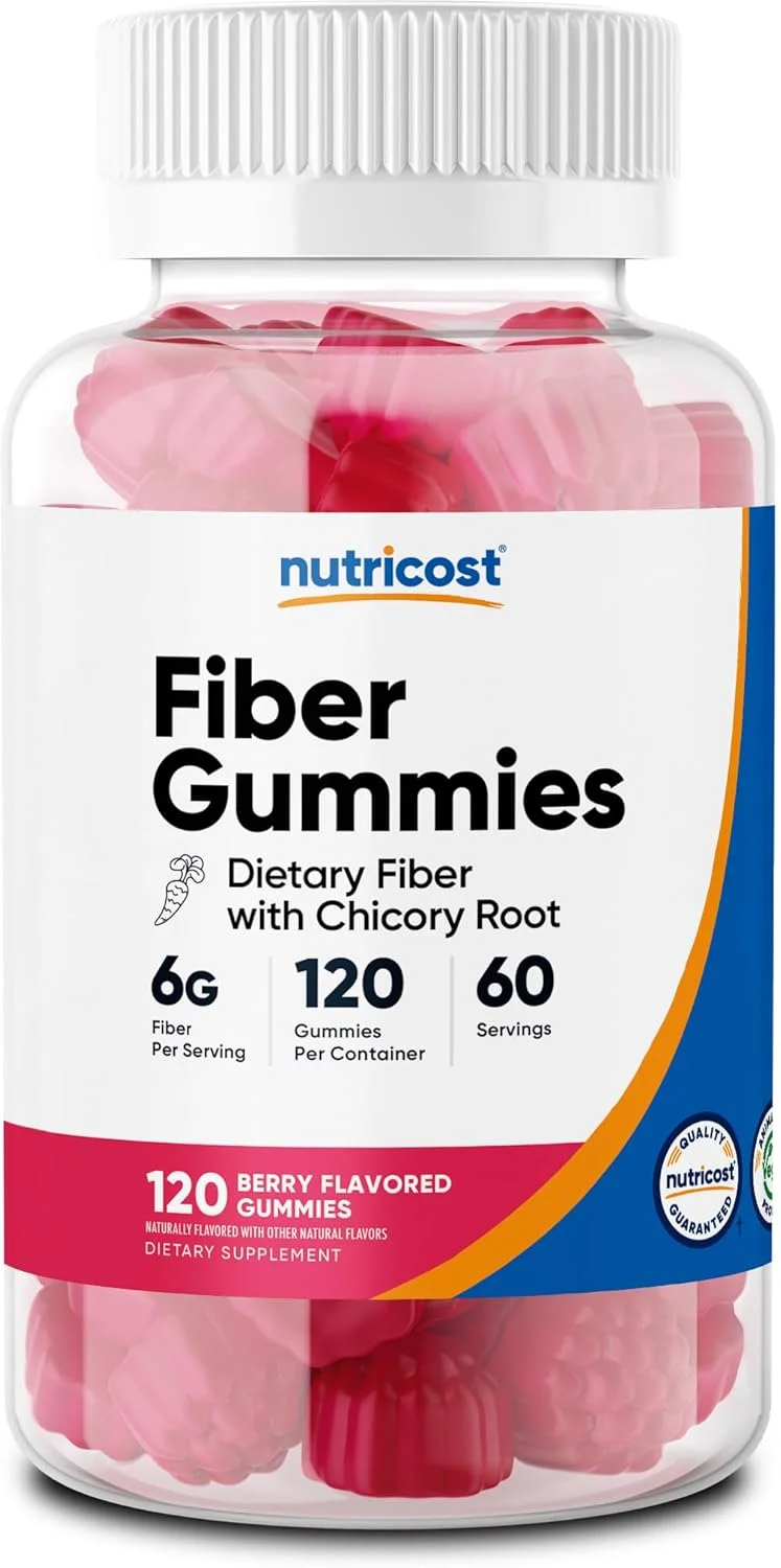 پاستیل فیبر ناتریکوست (با طعم توت) 60 عدد - مکمل فیبر غذایی حاوی ریشه کاسنی، 6 گرم در هر وعده، گیاهی، 30 وعده