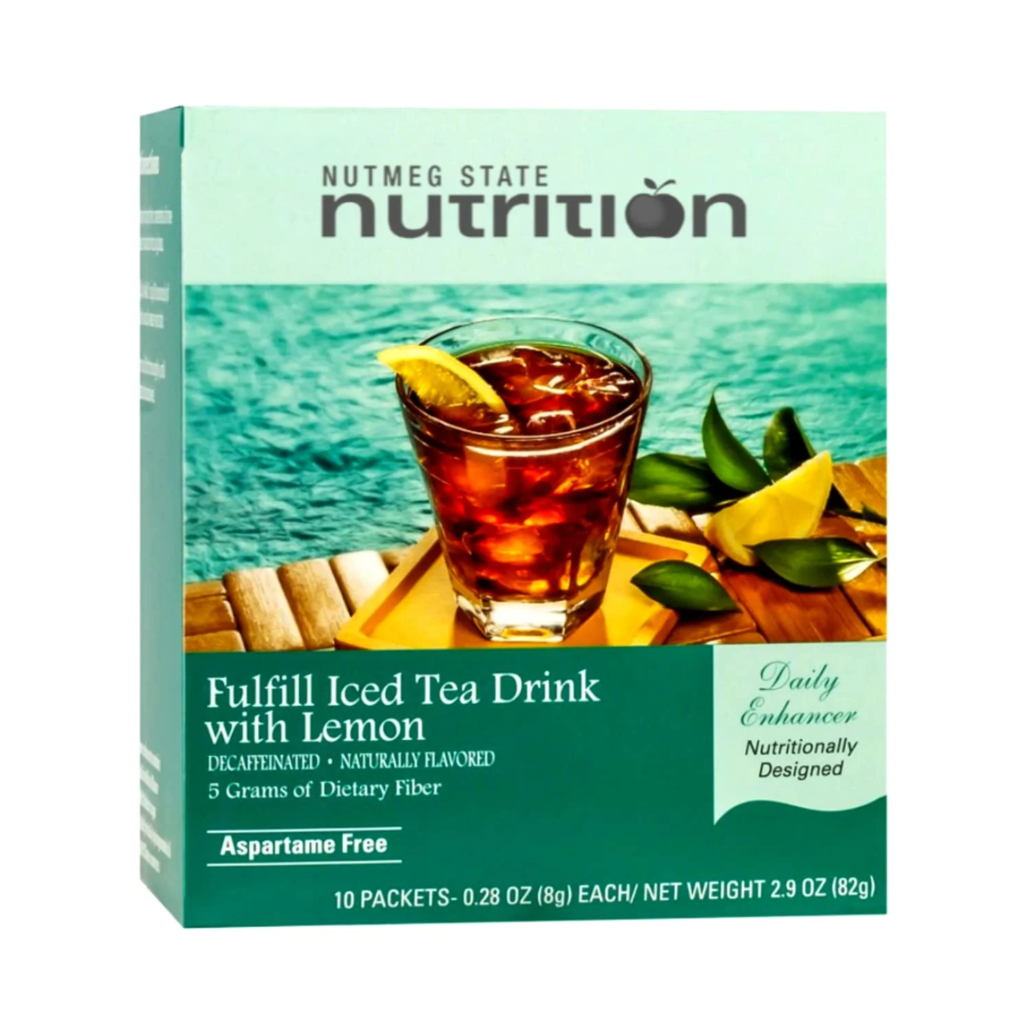 مخلوط نوشیدنی فیبر بالا ناتمگ استیت نوتریشن، کم کالری، بدون چربی، بدون کافئین، بدون شکر، با طعم طبیعی، پروتئین، بدون آسپارتام، 10 سروینگ در هر جعبه (چای سرد با لیمو)