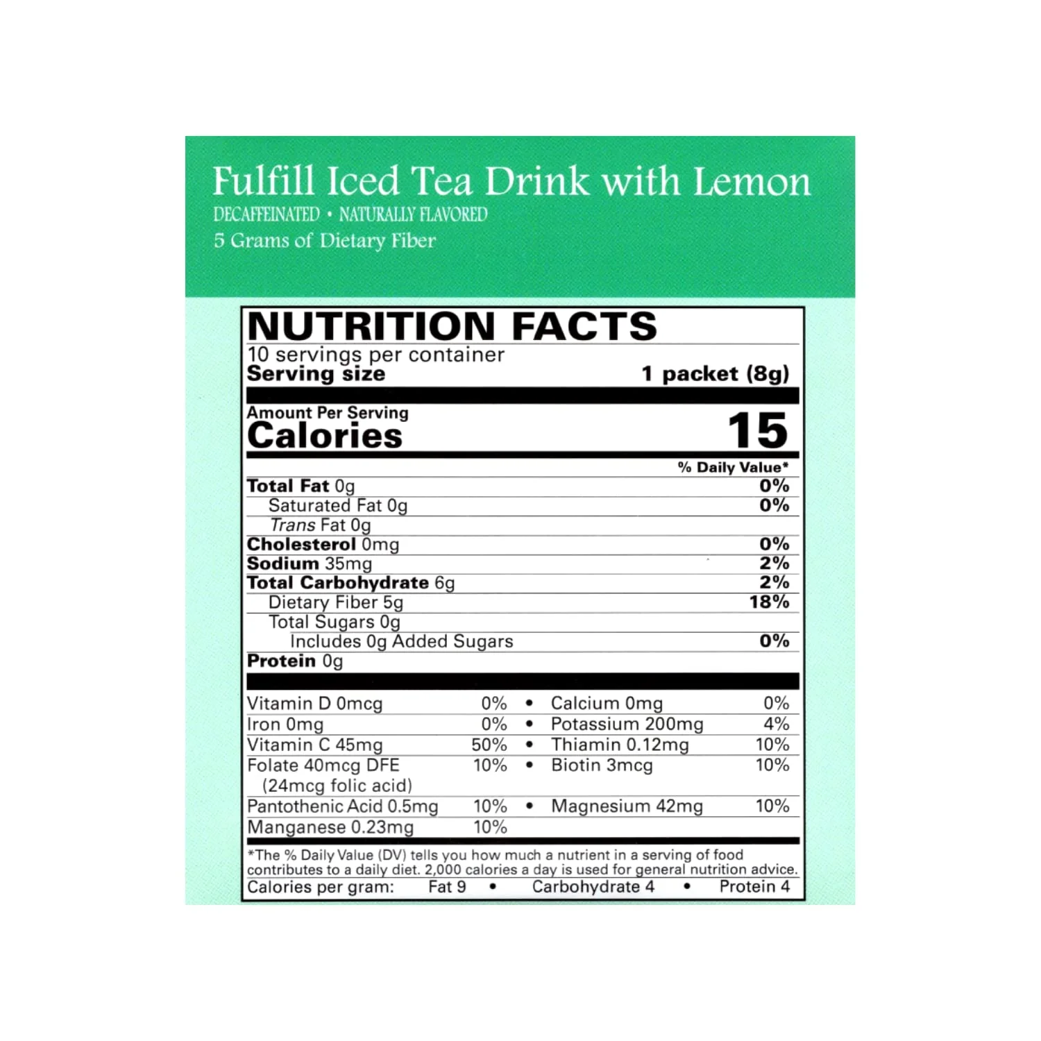 مخلوط نوشیدنی فیبر بالا ناتمگ استیت نوتریشن، کم کالری، بدون چربی، بدون کافئین، بدون شکر، با طعم طبیعی، پروتئین، بدون آسپارتام، 10 سروینگ در هر جعبه (چای سرد با لیمو)