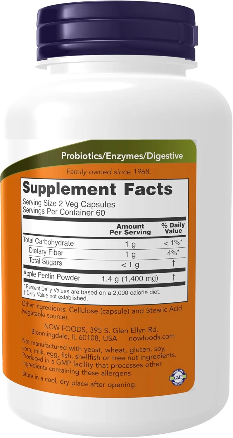 مکمل های غذایی NOW Foods، پکتین سیب 700 میلی گرم، فیبر غذایی، پشتیبانی از روده*، 120 کپسول گیاهی