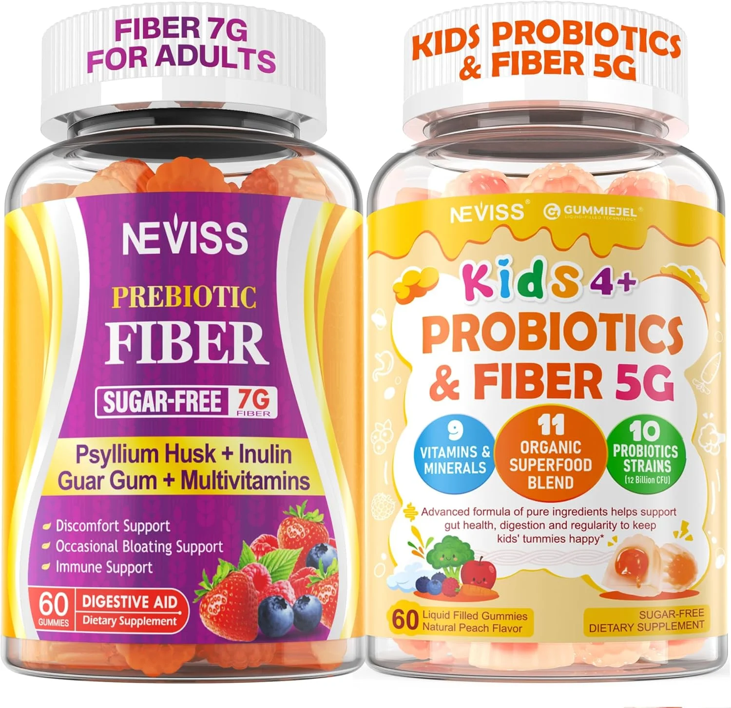 پاستیل فیبر نوویس برای بزرگسالان و پروبیوتیک برای کودکان و نوجوانان + پاستیل فیبر سبزیجات و میوه