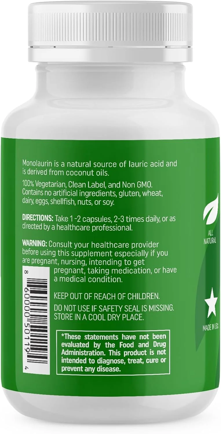 مکمل غذایی مونولارین نچرالز نیولایف - 625 میلی گرم مونولارین اسید لوریک برای سیستم ایمنی و سلامت دستگاه گوارش - 100 کپسول گیاهی مکمل غذایی مونولارین نچرالز نیولایف - 625 میلی گرم مونولارین اسید لوریک برای سیستم ایمنی و سلامت دستگاه گوارش - 100 کپسول گیاهی