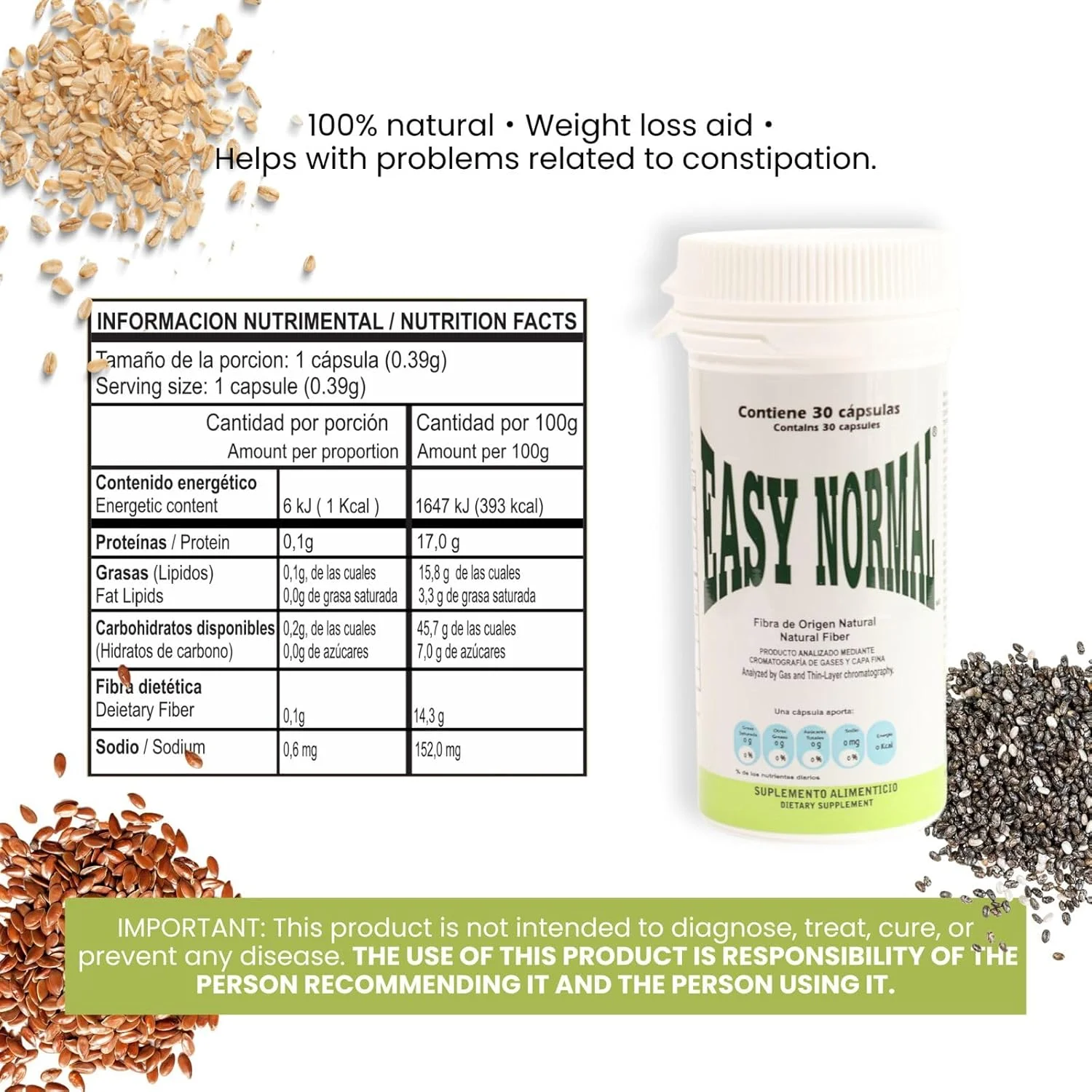 ایزی نرمال از ایزی فیگور | بسته 2 عددی کپسول فیبر طبیعی (30 عدد در هر بسته) | پشتیبانی گوارشی طبیعی | مجموعا 60 کپسول