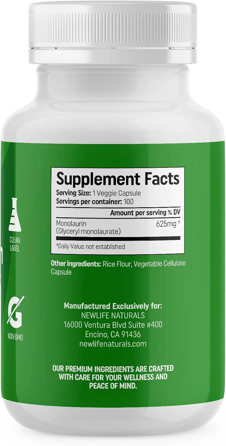 مکمل غذایی مونولارین نچرالز نیولایف - 625 میلی گرم مونولارین اسید لوریک برای سیستم ایمنی و سلامت دستگاه گوارش - 100 کپسول گیاهی مکمل غذایی مونولارین نچرالز نیولایف - 625 میلی گرم مونولارین اسید لوریک برای سیستم ایمنی و سلامت دستگاه گوارش - 100 کپسول گیاهی