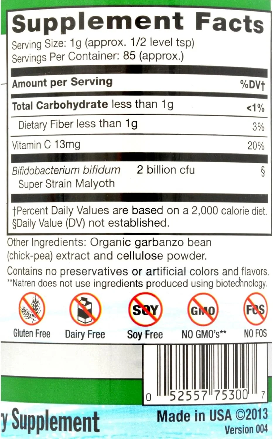 ناترن بیفیدو فاکتور بدون لبنیات، 3 اونس