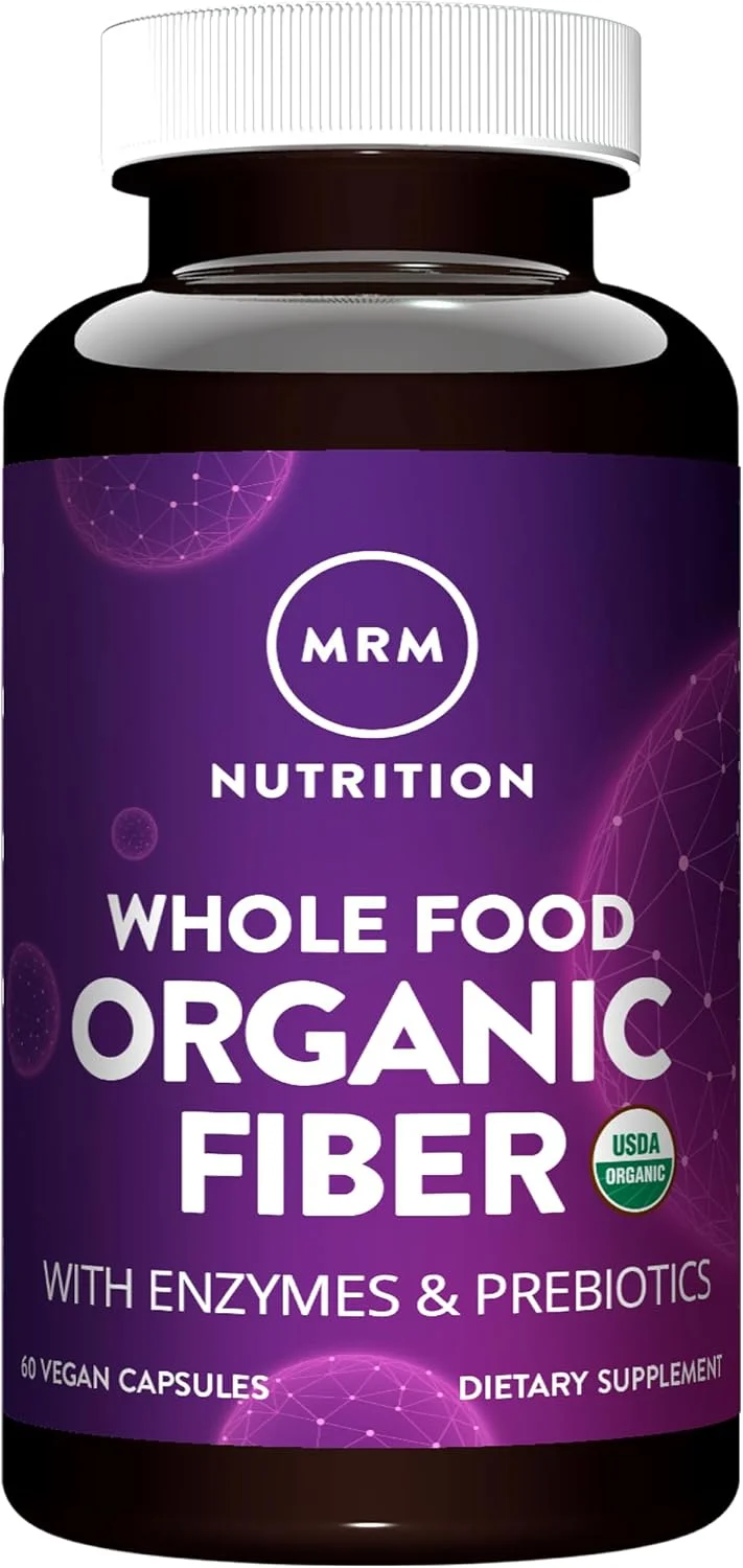 فیبر ارگانیک غذای کامل MRM Nutrition | کپسول های وگان | با آنزیم ها + پری بیوتیک ها | فیبرهای نامحلول + محلول | سلامت دستگاه گوارش + تنظیم | 20 سروینگ