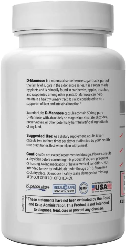 دی-مانوز 500 میلی گرمی سوپریور لبز، پریبیوتیک خالص غیر تراریخته با جذب بهینه، پشتیبانی از دستگاه ادراری، مثانه و کلیه، کمک به سلامت دستگاه گوارش و کبد، تسکین دهنده IC برای زنان و مردان، 120 کپسول گیاهی دی-مانوز 500 میلی گرمی سوپریور لبز، پریبیوتیک خالص غیر تراریخته با جذب بهینه، پشتیبانی از دستگاه ادراری، مثانه و کلیه، کمک به سلامت دستگاه گوارش و کبد، تسکین دهنده IC برای زنان و مردان، 120 کپسول گیاهی