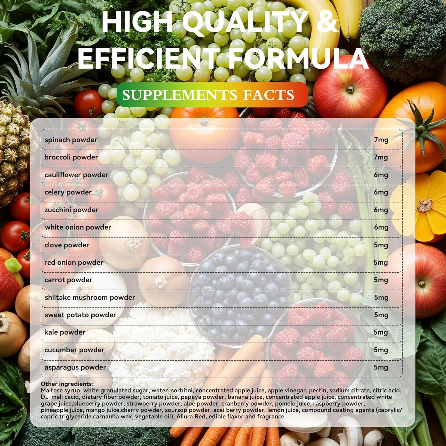 پاستیل فیبر میوه، مکمل های ویتامین، مکمل غذایی خوراکی برای هضم و تنظیم، سطح انرژی نرمال، سلامت روده، هضم، سم زدایی و پاکسازی برای تناسب اندام