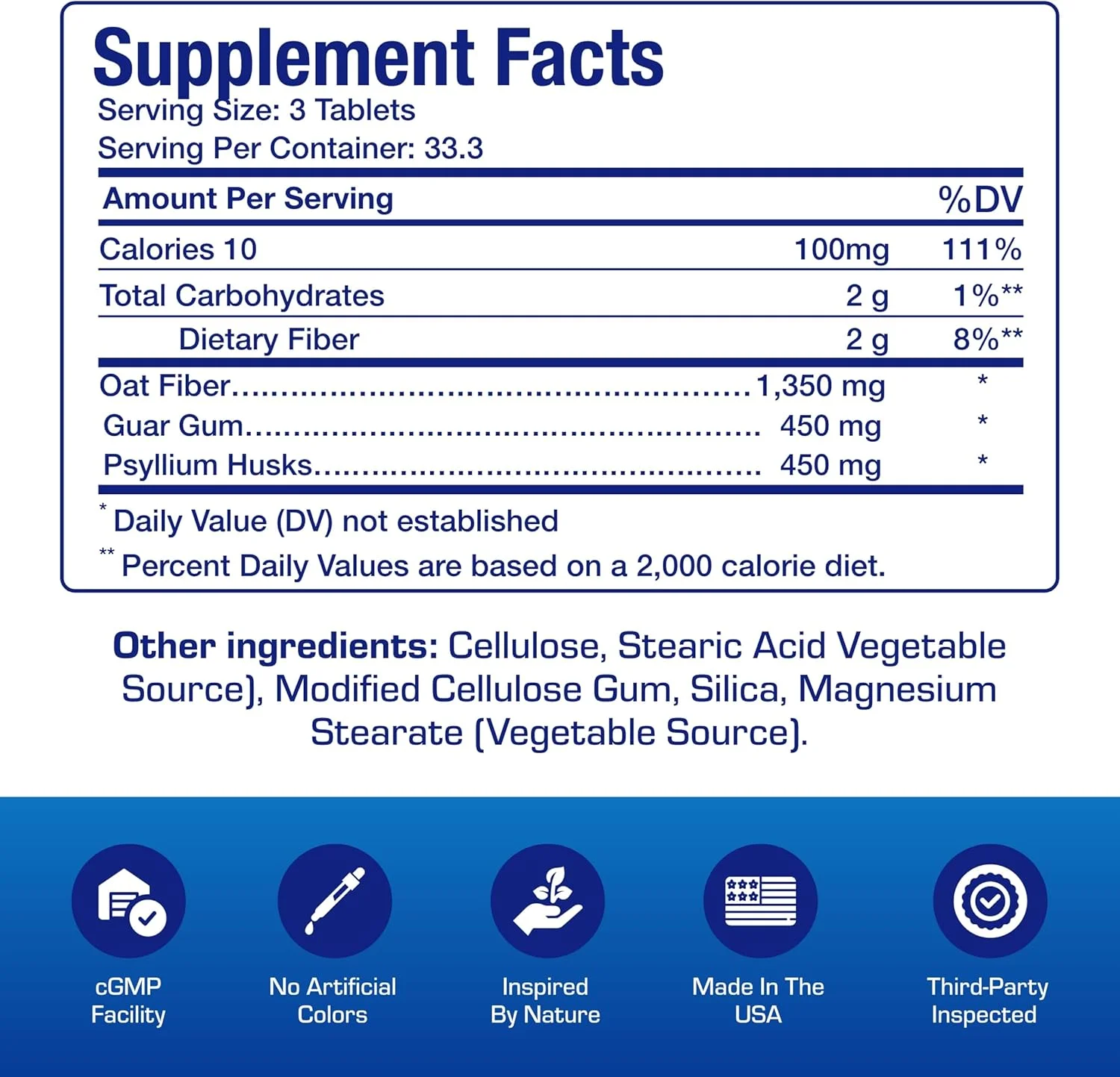 قرص مکمل فیبر محلول و نامحلول - فرمول بالینی قرص فیبر پوسته اسفرزه برای زنان و مردان با فیبر جو دوسر برای حمایت از یبوست و پاکسازی روده بزرگ - وگان و بدون گلوتن
