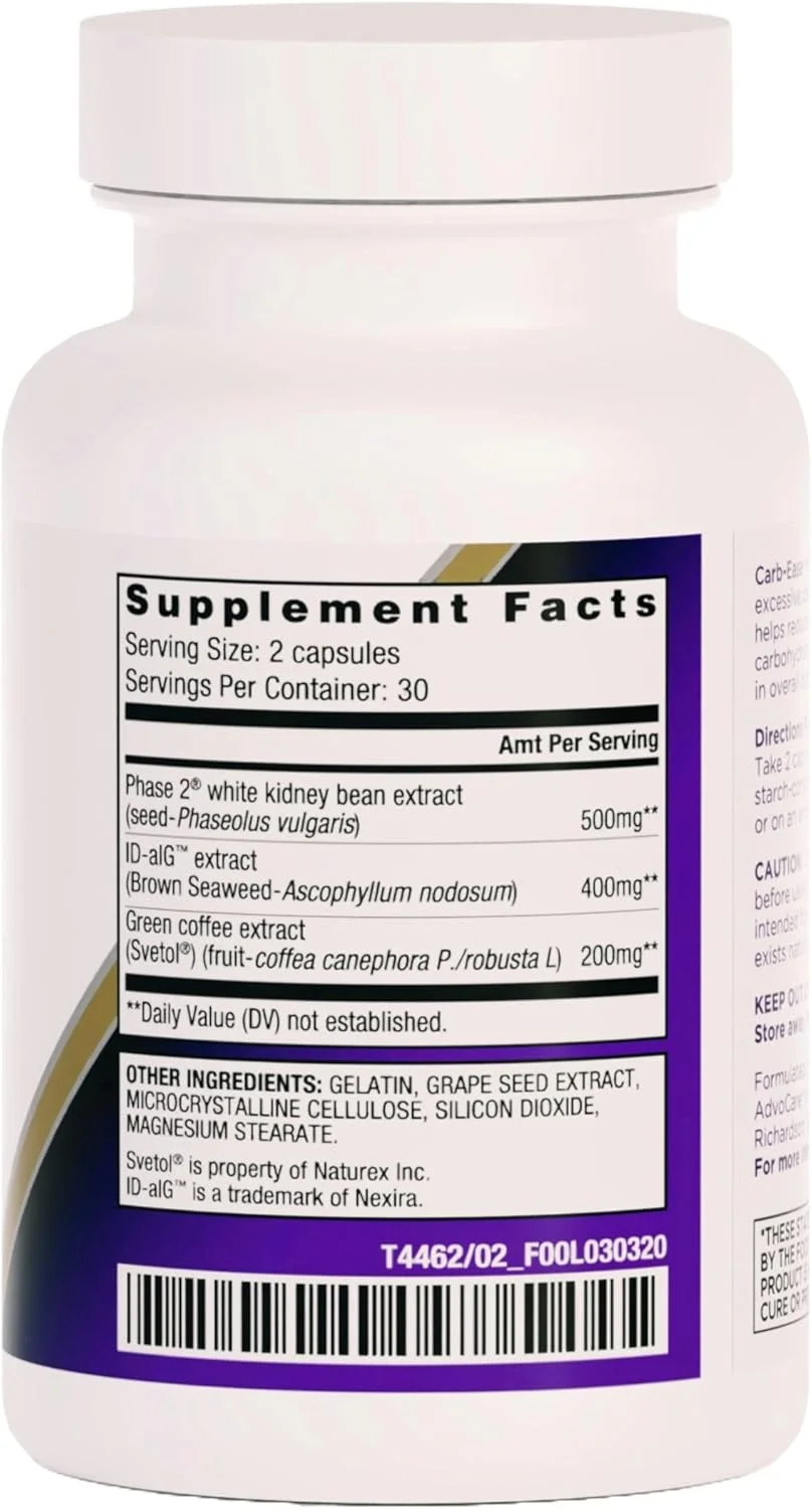 مکمل کرب-ایز پلاس AdvoCare - مکمل مسدود کننده کربوهیدرات با عصاره لوبیا کلیوی، دانه انگور و قهوه سبز - پشتیبانی از متابولیسم سالم* مکمل کرب-ایز پلاس AdvoCare - مکمل مسدود کننده کربوهیدرات با عصاره لوبیا کلیوی، دانه انگور و قهوه سبز - پشتیبانی از متابولیسم سالم*