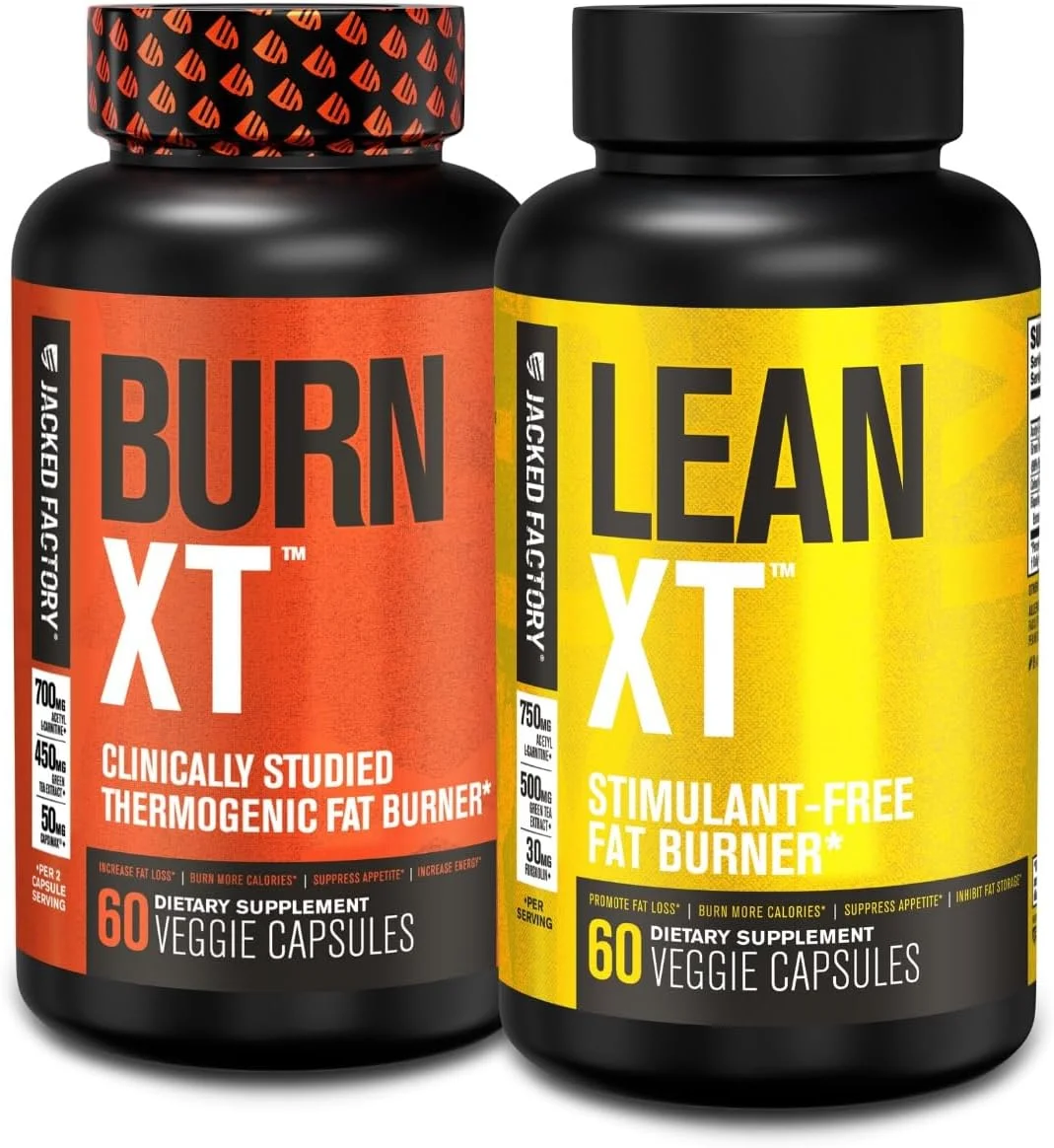 مکمل چربی سوز ترموژنیک Burn XT Jacked Factory و مکمل کاهش وزن بدون کافئین Lean XT