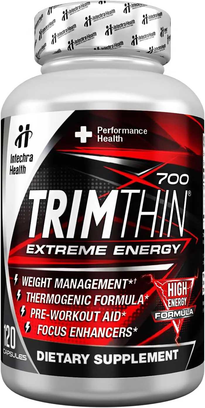 قرص های ترموژنیک رژیمی TrimThin® X700 با حداکثر انرژی، تولید شده در ایالات متحده آمریکا، 120 کپسول