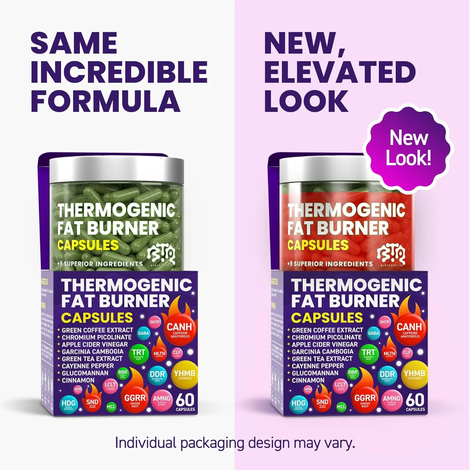 کپسول های چربی سوز ترموژنیک - قرص های کاهش وزن برای زنان و مردان، سرکوب کننده اشتها، تقویت کننده متابولیسم - چای سبز، عصاره قهوه، گارسینیا کامبوجیا - قرص های رژیمی برای کاهش وزن - 60 کپسول