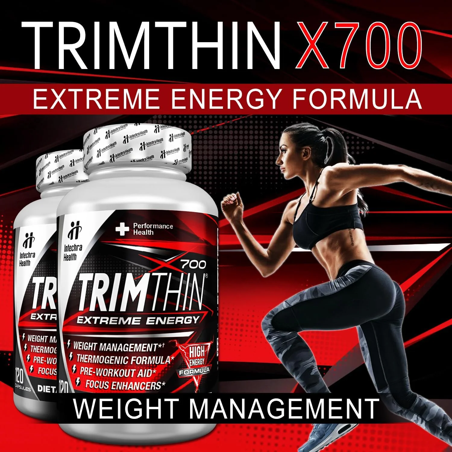 قرص های ترموژنیک رژیمی TrimThin® X700 با حداکثر انرژی، تولید شده در ایالات متحده آمریکا، 120 کپسول