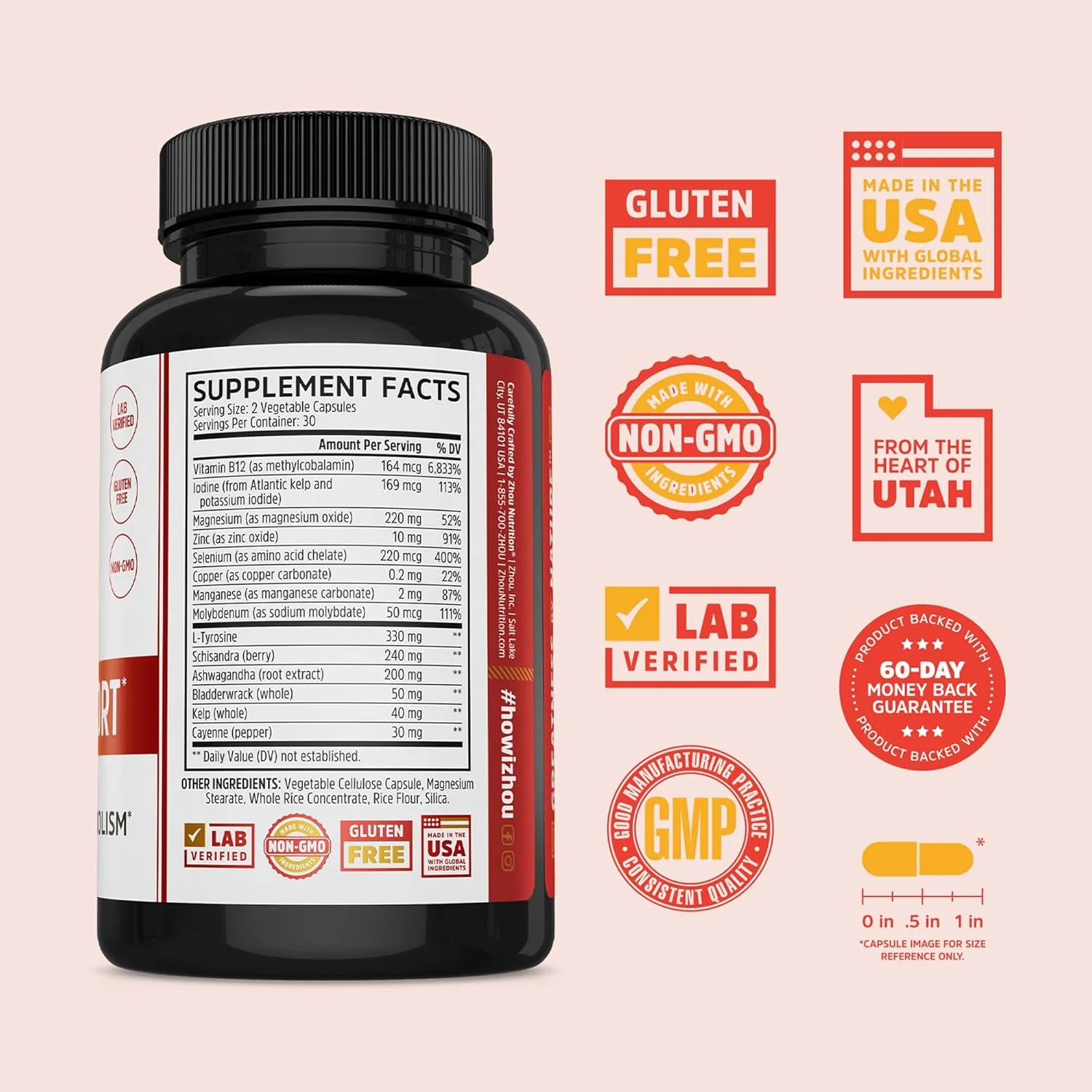 مکمل پشتیبانی از تیروئید ژو - مکمل تیروئید برای زنان و مردان با روی، ید و سلنیوم، کمپلکس انرژی سلولی تیروئید با آشواگاندا، کلپ - 60 کپسول گیاهی (بسته 2 عددی) مکمل پشتیبانی از تیروئید ژو - مکمل تیروئید برای زنان و مردان با روی، ید و سلنیوم، کمپلکس انرژی سلولی تیروئید با آشواگاندا، کلپ - 60 کپسول گیاهی (بسته 2 عددی)