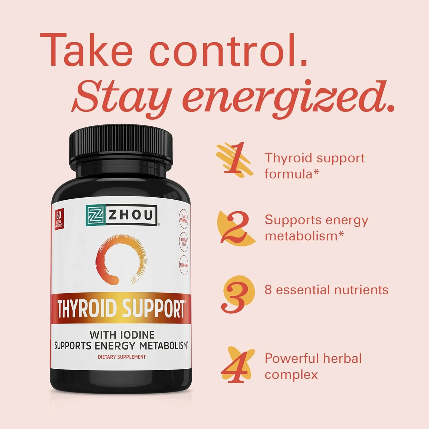 مکمل پشتیبانی از تیروئید ژو - مکمل تیروئید برای زنان و مردان با روی، ید و سلنیوم، کمپلکس انرژی سلولی تیروئید با آشواگاندا، کلپ - 60 کپسول گیاهی (بسته 2 عددی) مکمل پشتیبانی از تیروئید ژو - مکمل تیروئید برای زنان و مردان با روی، ید و سلنیوم، کمپلکس انرژی سلولی تیروئید با آشواگاندا، کلپ - 60 کپسول گیاهی (بسته 2 عددی)