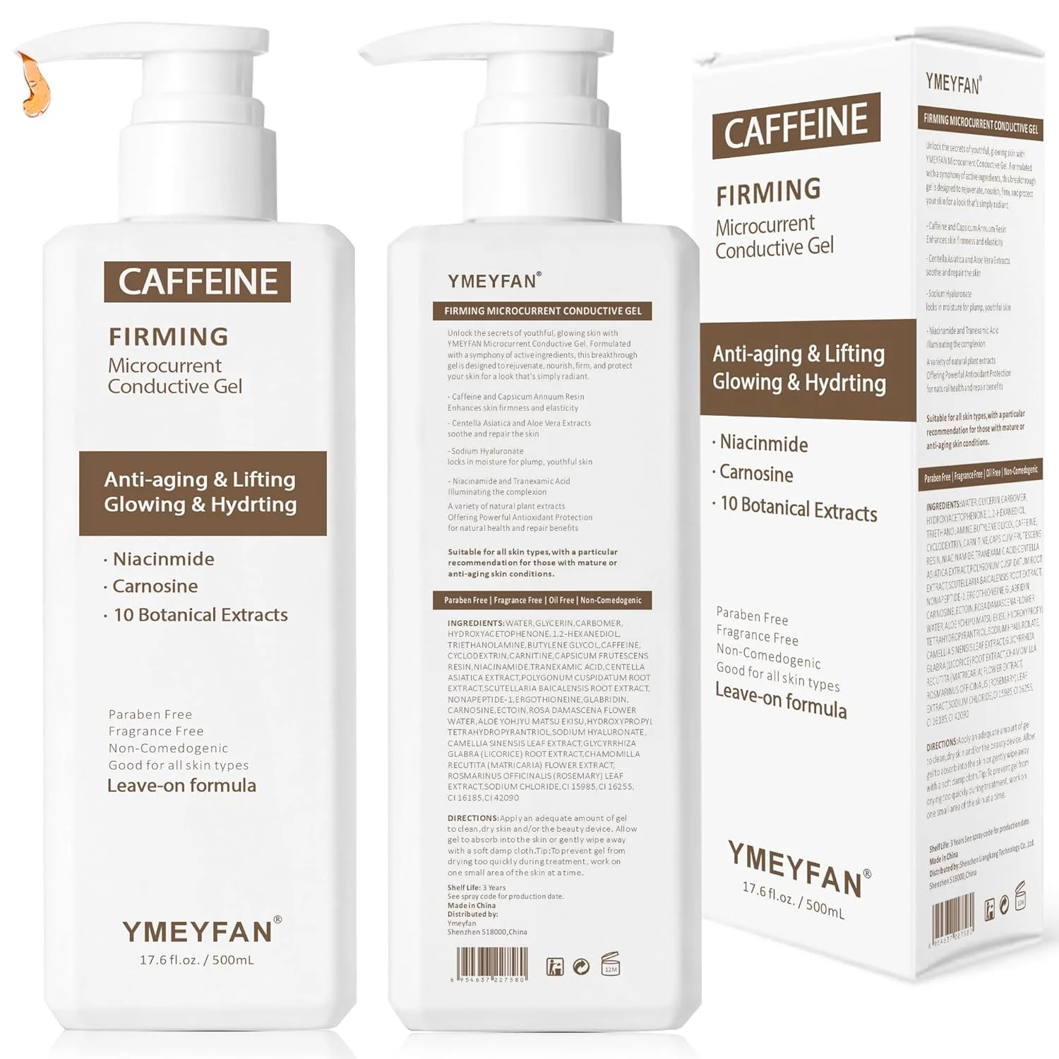 ژل رسانای YMEYFAN، 2 عدد 500 میلی لیتری، برای فرم دهی بدن، ژل کافئین دار برای دستگاه لاغری صورت، سفت کننده و محکم کننده بازوها، شکم، باسن، ران ها و پاها، کمک به چربی سوزی