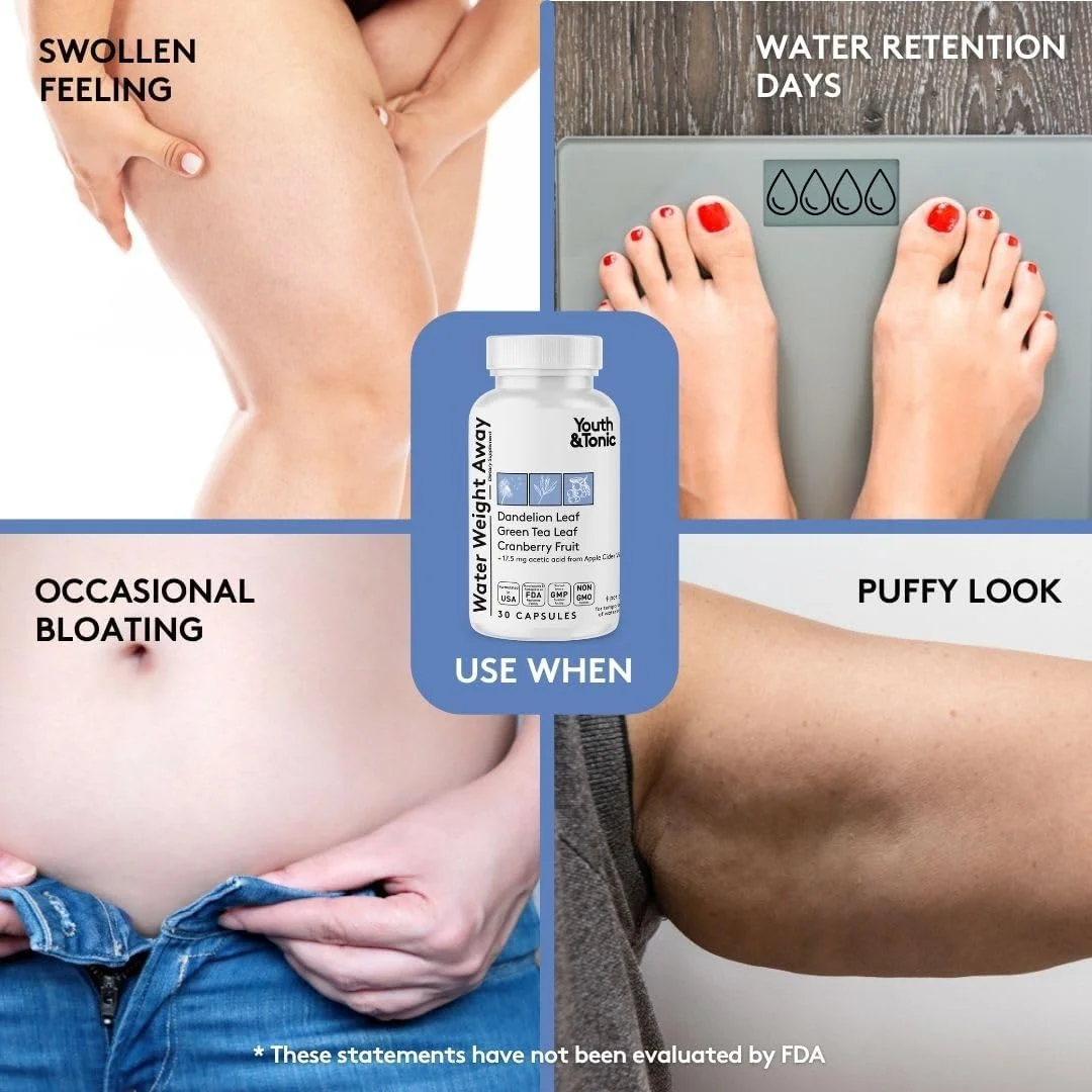 قرص های ادرارآور گیاهی برای احتباس آب، تورم و نفخ شکم - پشتیبانی از تعادل مایعات با پتاسیم و ویتامین B6 - 30 کپسول برای زنان و مردان