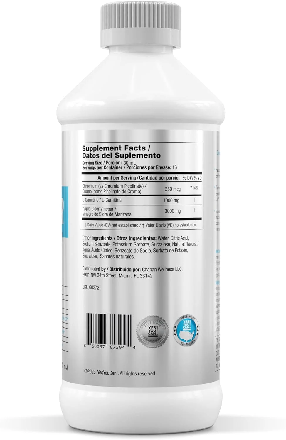 بله تو میتونی! چربی سوز مایع فوق العاده قوی - تسریع متابولیسم، مواد طبیعی - ال-کارنیتین، کروم، سرکه سیب، آب لیمو (4 بطری)