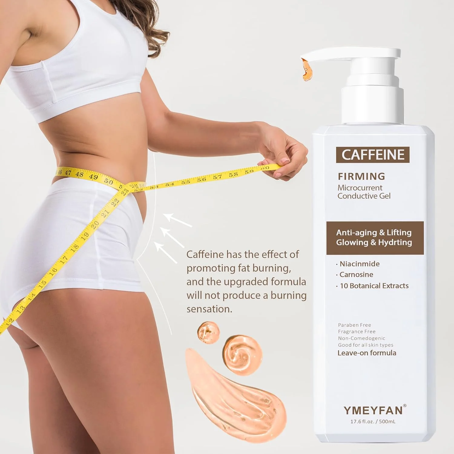 ژل رسانای YMEYFAN، 2 عدد 500 میلی لیتری، برای فرم دهی بدن، ژل کافئین دار برای دستگاه لاغری صورت، سفت کننده و محکم کننده بازوها، شکم، باسن، ران ها و پاها، کمک به چربی سوزی