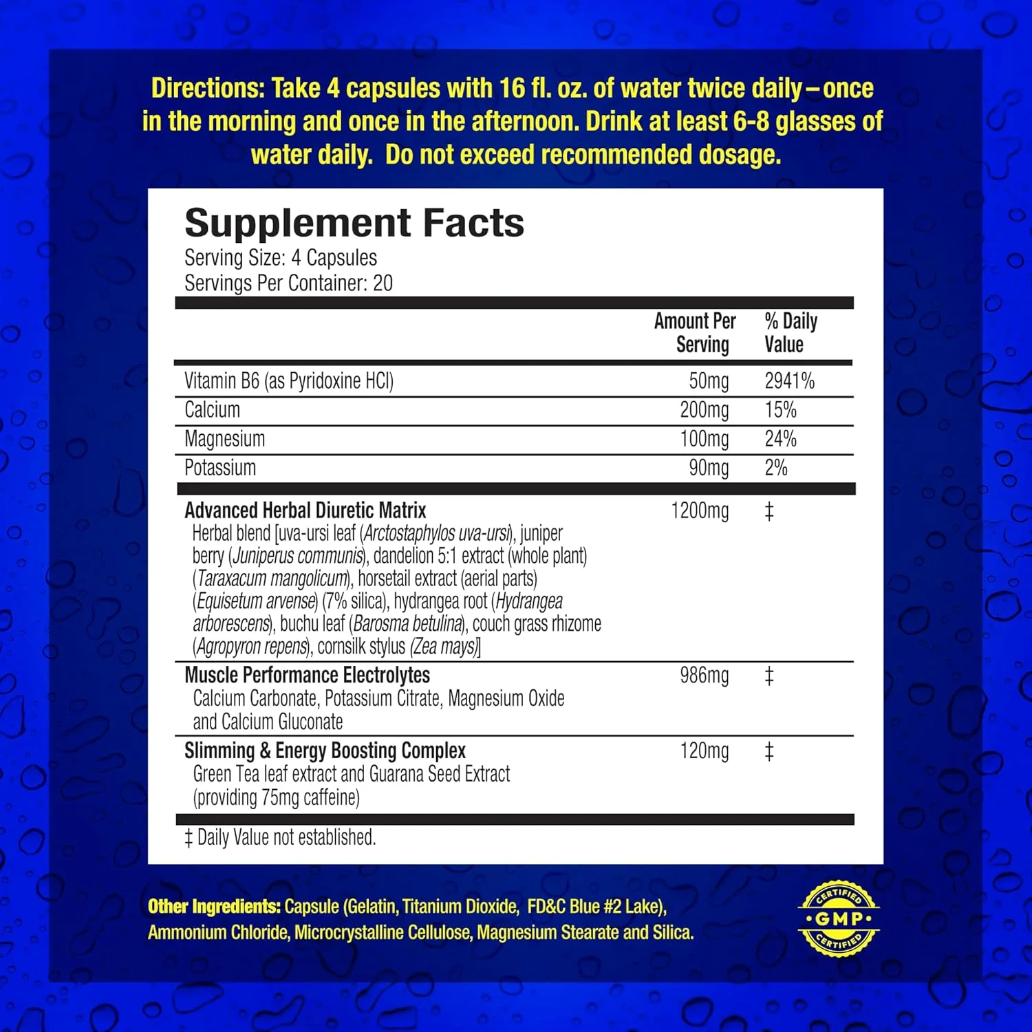 قرص های دیورتیک افزایش دهنده دفع آب بدن با قدرت حداکثری MHP Xpel، برای رفع احتباس آب، پشتیبانی از کاهش وزن، حاوی ویتامین B-6، پتاسیم و ریشه قاصدک، 80 کپسول