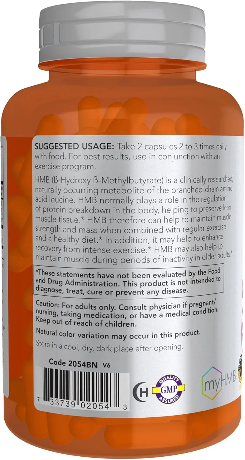 NOW Foods Sports Nutrition, HMB (β-Hydroxy β-Methylbutyrate) 500 میلی گرم، ریکاوری ورزشی*، 120 کپسول گیاهی