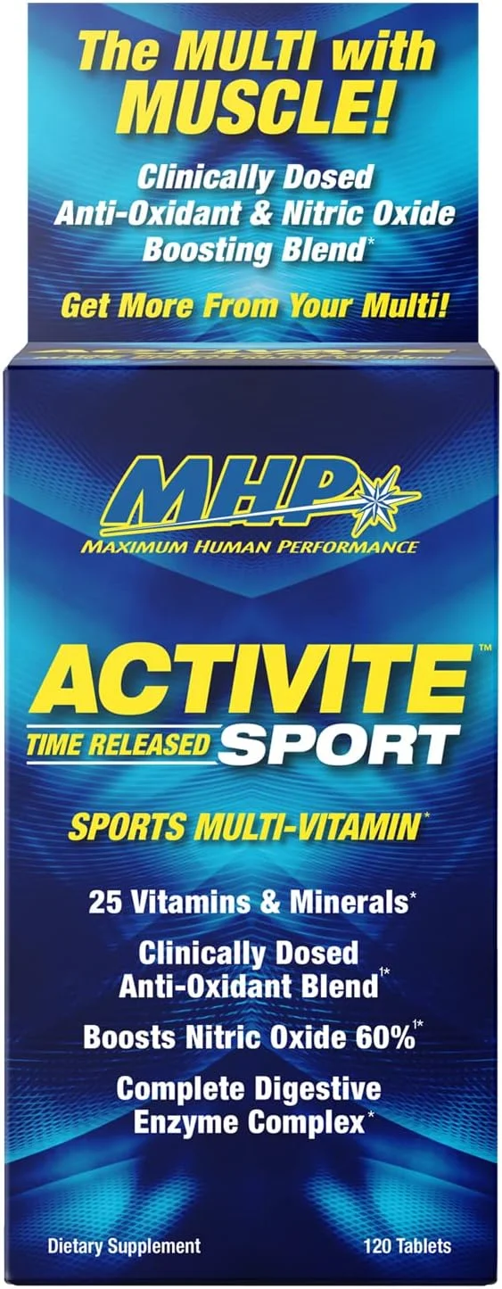MHP Activite Sport مولتی ویتامین، 25 ویتامین و ماده معدنی، تقویت کننده نیتریک اکسید، آنزیم های گوارشی، آنتی اکسیدان، 120 قرص