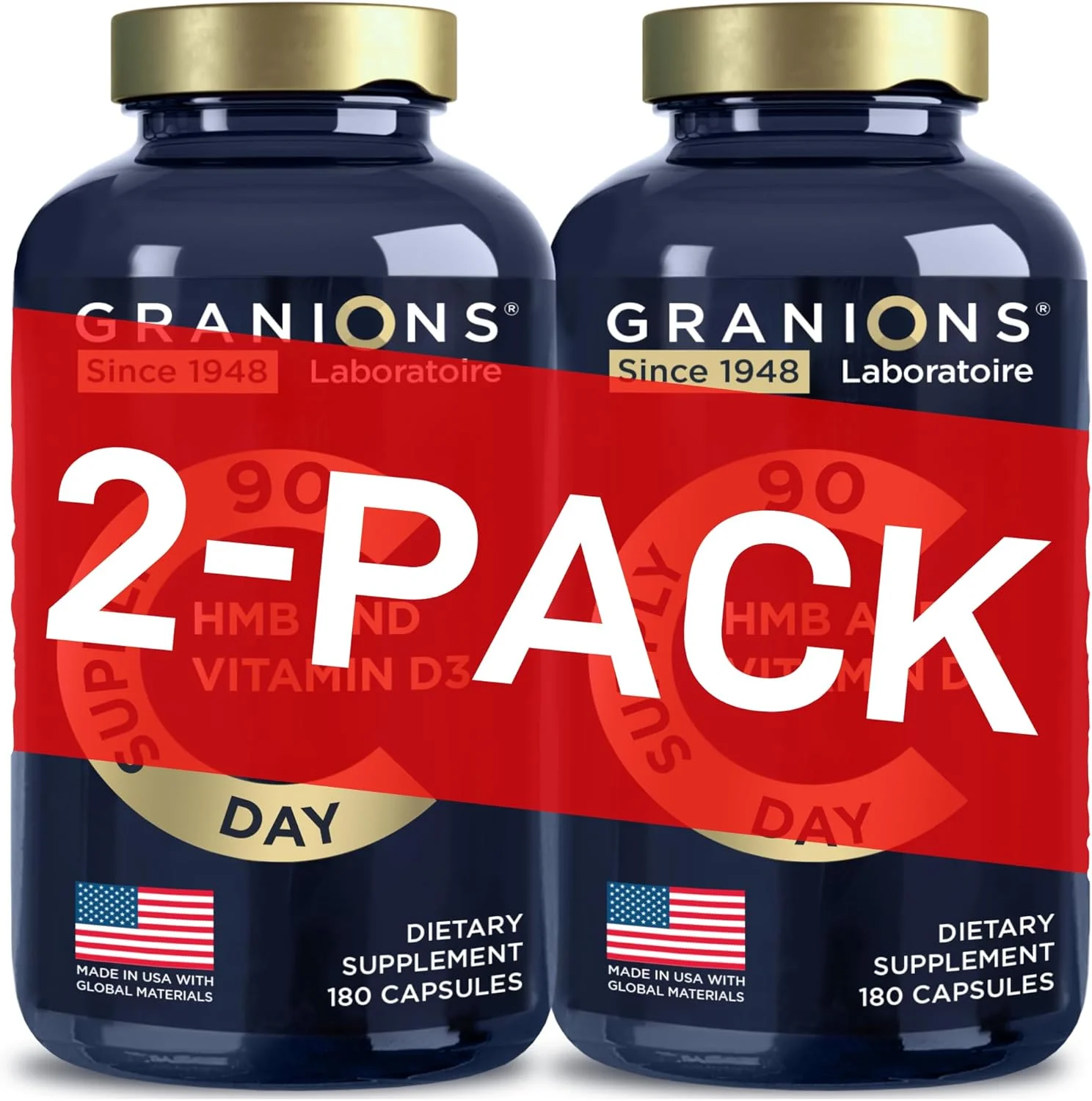 مکمل های ویتامین D3 HMB گرانیون برای آقایان و بانوان - 1000 میلی گرم کلسیم بتا-هیدروکسی بتا-متیل بوتیرات در هر وعده - پشتیبانی قبل از تمرین و ریکاوری - 360 کپسول HMB، تامین 6 ماهه