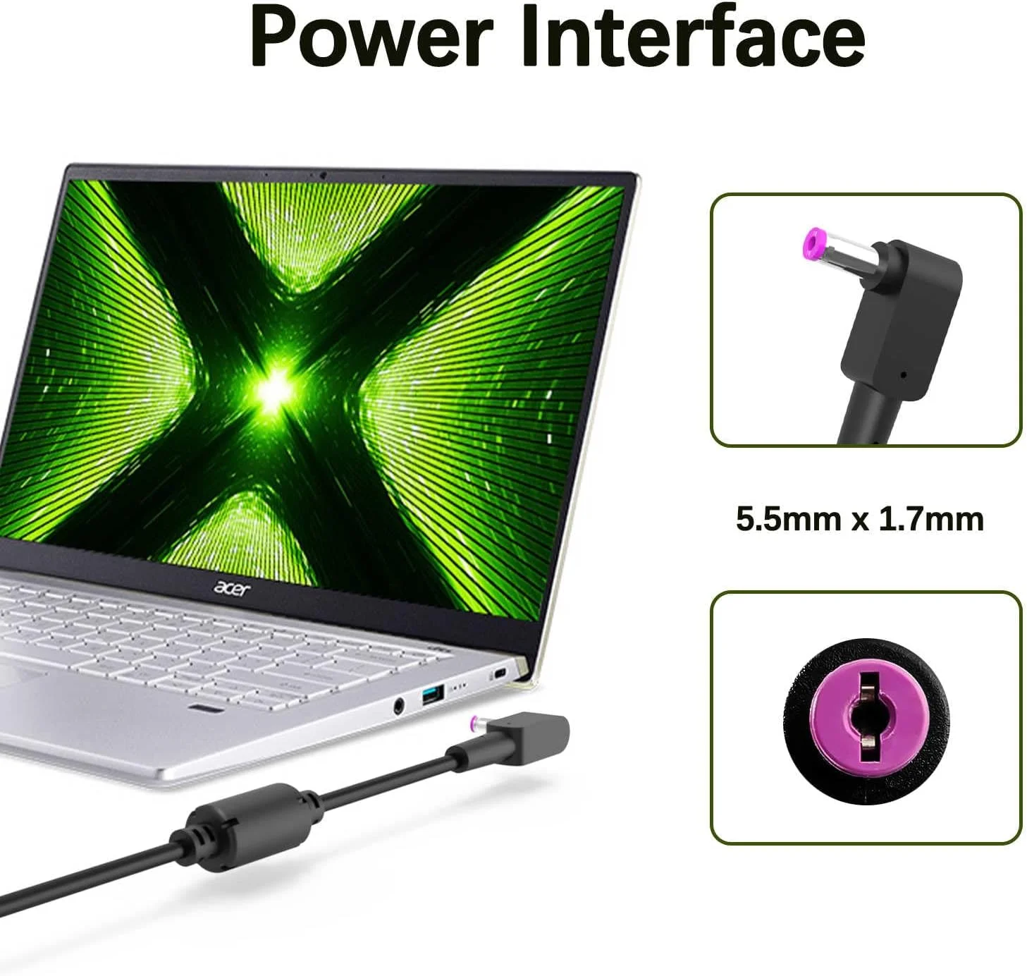 شارژر 135 واتی سازگار با لپ‌تاپ‌های Acer Nitro 5 AN515 N18C3 N18C4 ADP-135KB T ADP-135NB B ADP-135K PA-1131-16 PA-1131-05