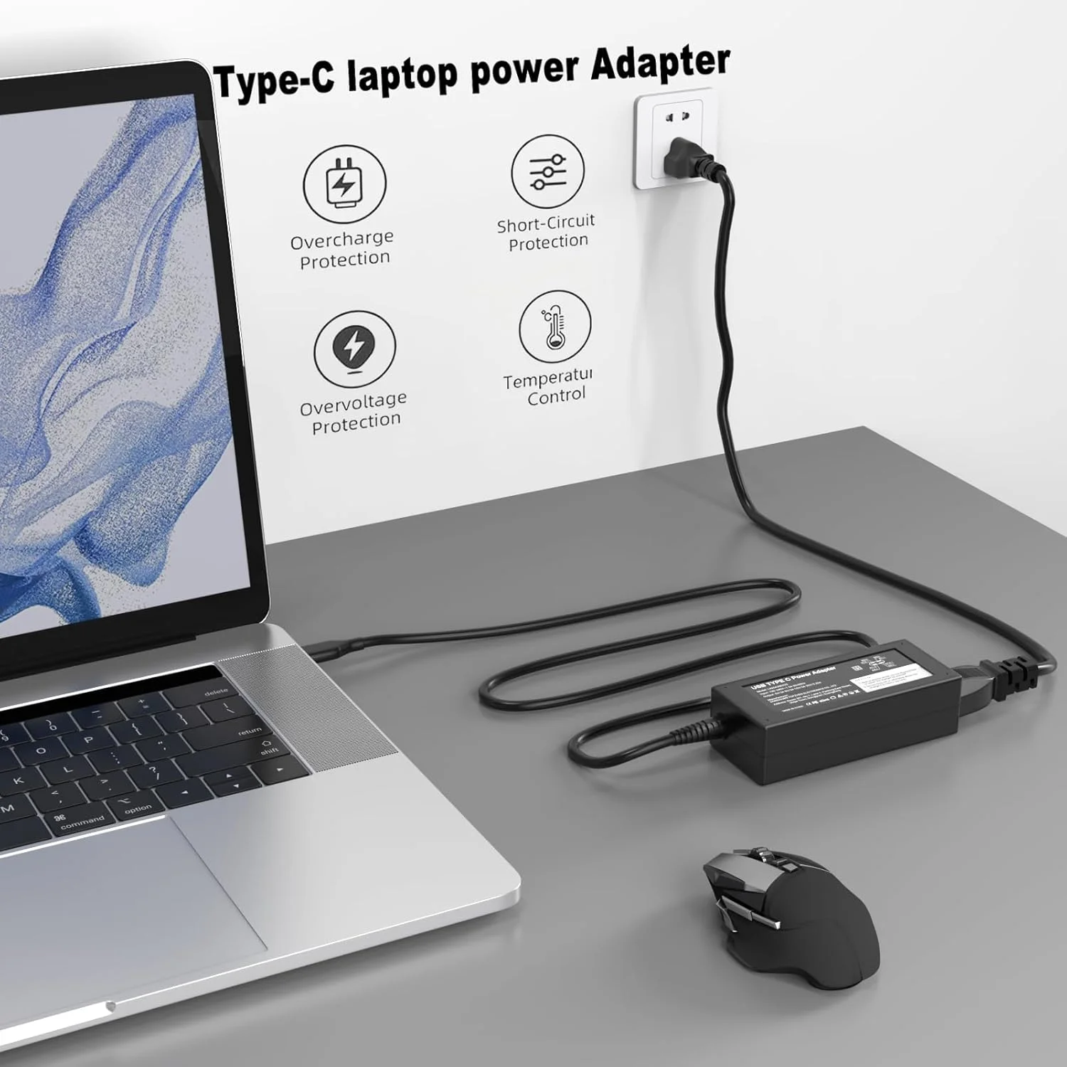 آداپتور برق 45 واتی USB-C سازگار با HP Chromebook، شارژ سریع برای شارژر لپ تاپ USB C، سیم برق 1.8 متری Type C آداپتور برق 45 واتی USB-C سازگار با HP Chromebook، شارژ سریع برای شارژر لپ تاپ USB C، سیم برق 1.8 متری Type C