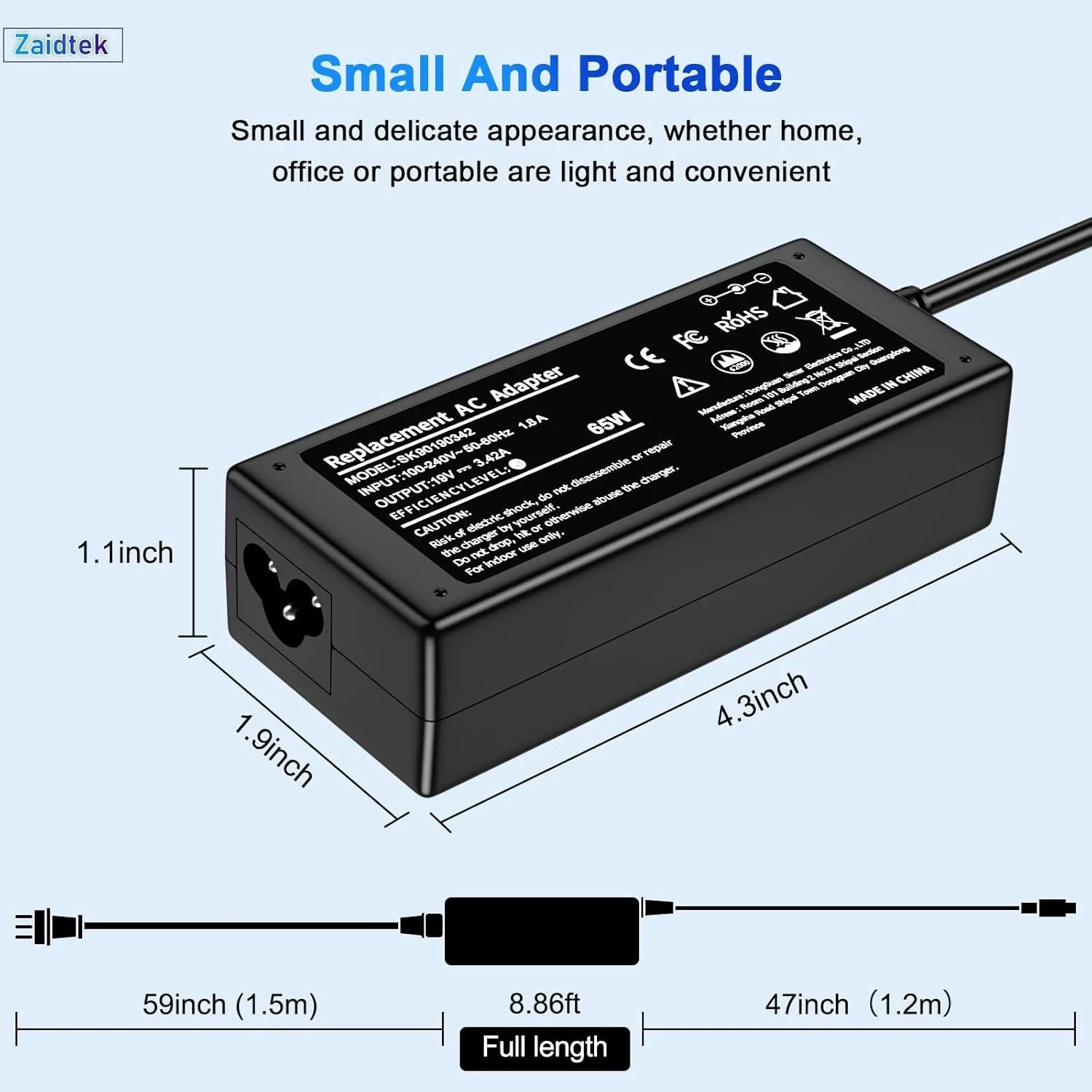 شارژر لپ تاپ 65 واتی سازگار با Acer Aspire 3 A315-24P-R7VH A314-(23P 36P) A315-(23 31 58 59) Spin 14 Aspire 5 15 Slim A515-(44 45 46 54 55 56 57 58) آداپتور برق