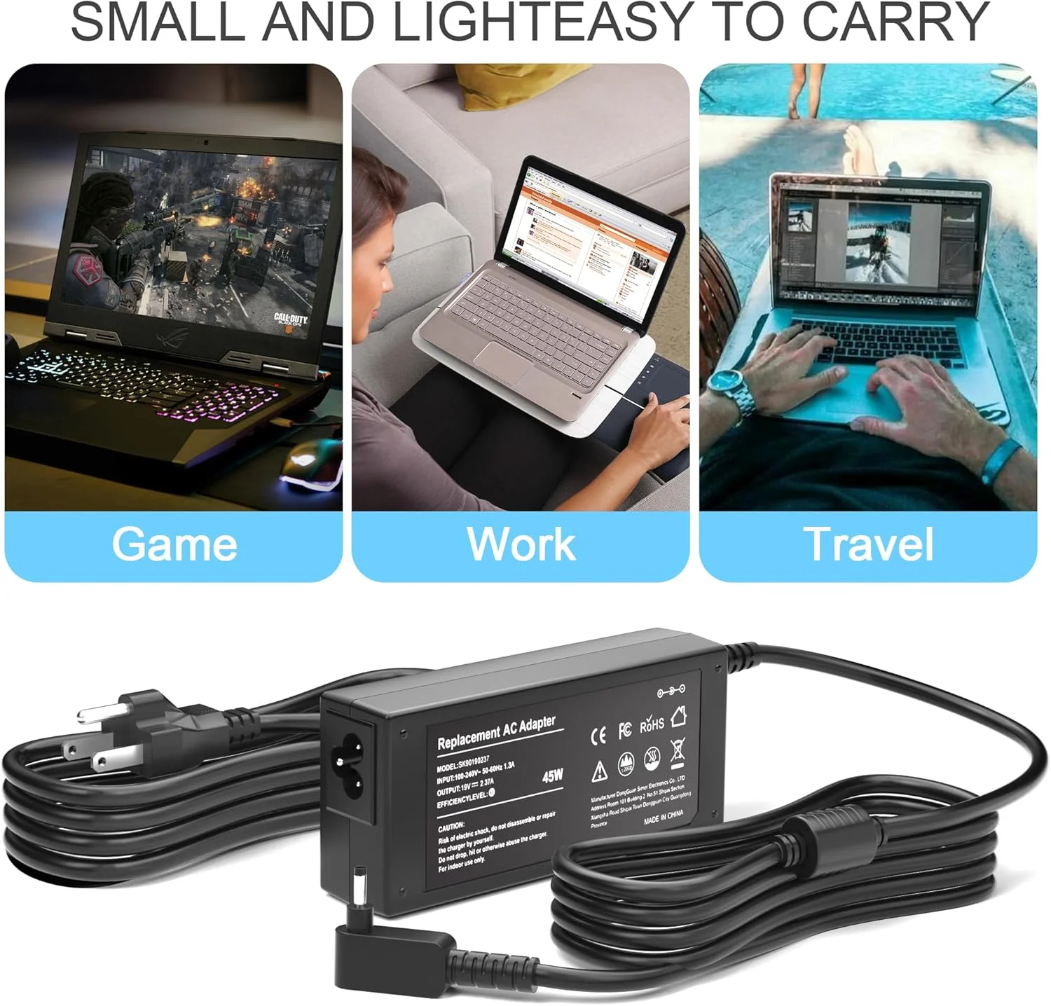 آداپتور شارژر لپ تاپ 45 واتی 19 ولت 2.37 آمپر سازگار با Acer Aspire 5 A515-44 A515-46 A515-54 A515-55 A515-56 A517-52 A515-56-32DK A515-46-R3UB 55-56UK برای سری Chromebook R11 به همراه سیم برق آداپتور شارژر لپ تاپ 45 واتی 19 ولت 2.37 آمپر سازگار با Acer Aspire 5 A515-44 A515-46 A515-54 A515-55 A515-56 A517-52 A515-56-32DK A515-46-R3UB 55-56UK برای سری Chromebook R11 به همراه سیم برق