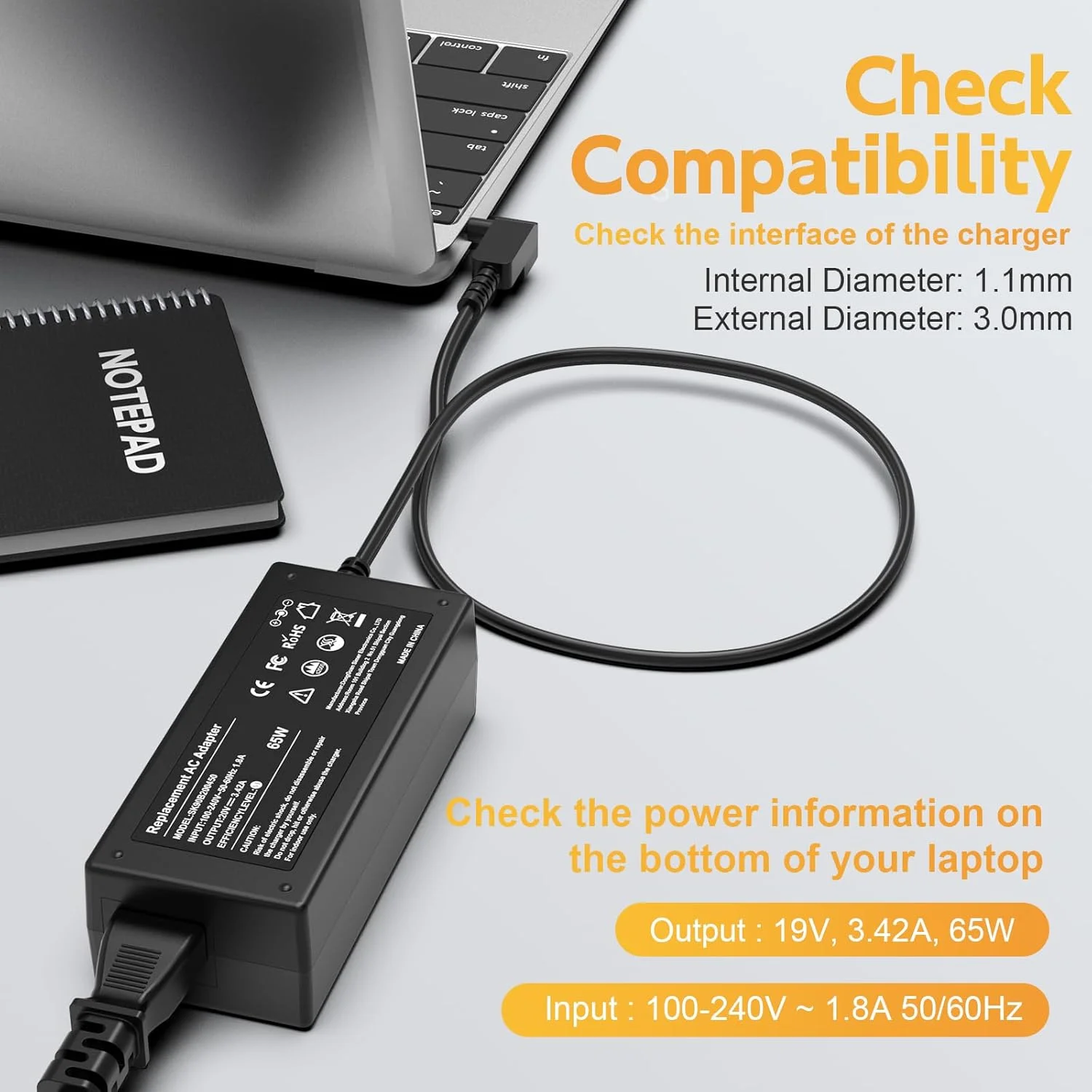 شارژر لپ تاپ 65 واتی سازگار با Acer Swift 1 3 5; SF313-51, SF313-52, SF314-42, SF314-52, SF314-56, SF315-41, SF315-51, SF315-52; Swift 1 5 SF113-31, SF114-31, SF114-32, SF514-51 سیم برق منبع تغذیه شارژر لپ تاپ 65 واتی سازگار با Acer Swift 1 3 5; SF313-51, SF313-52, SF314-42, SF314-52, SF314-56, SF315-41, SF315-51, SF315-52; Swift 1 5 SF113-31, SF114-31, SF114-32, SF514-51 سیم برق منبع تغذیه