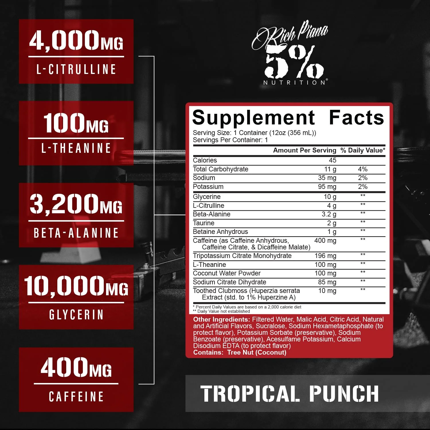 نوشیدنی انرژی زا قبل از تمرین 5% Nutrition Kill It | نوشیدنی انرژی زا با 400 میلی گرم کافئین | پمپ فوق العاده، استقامت، تمرکز و آبرسانی | سیترولین، بتا آلانین، تورین | بطری 355 میلی لیتری (پانچ گرمسیری)