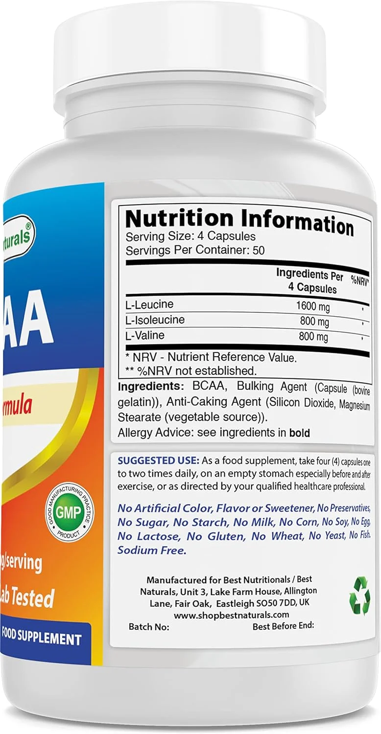 بهترین نچرالز بی سی ای ای آمینو اسید شاخه دار، 3200 میلی گرم در هر وعده، 200 کپسول - گرید دارویی - فرمول فوری 100% خالص | مکمل بدنسازی قبل/بعد از تمرین | افزایش رشد عضلات بهترین نچرالز بی سی ای ای آمینو اسید شاخه دار، 3200 میلی گرم در هر وعده، 200 کپسول - گرید دارویی - فرمول فوری 100% خالص | مکمل بدنسازی قبل/بعد از تمرین | افزایش رشد عضلات