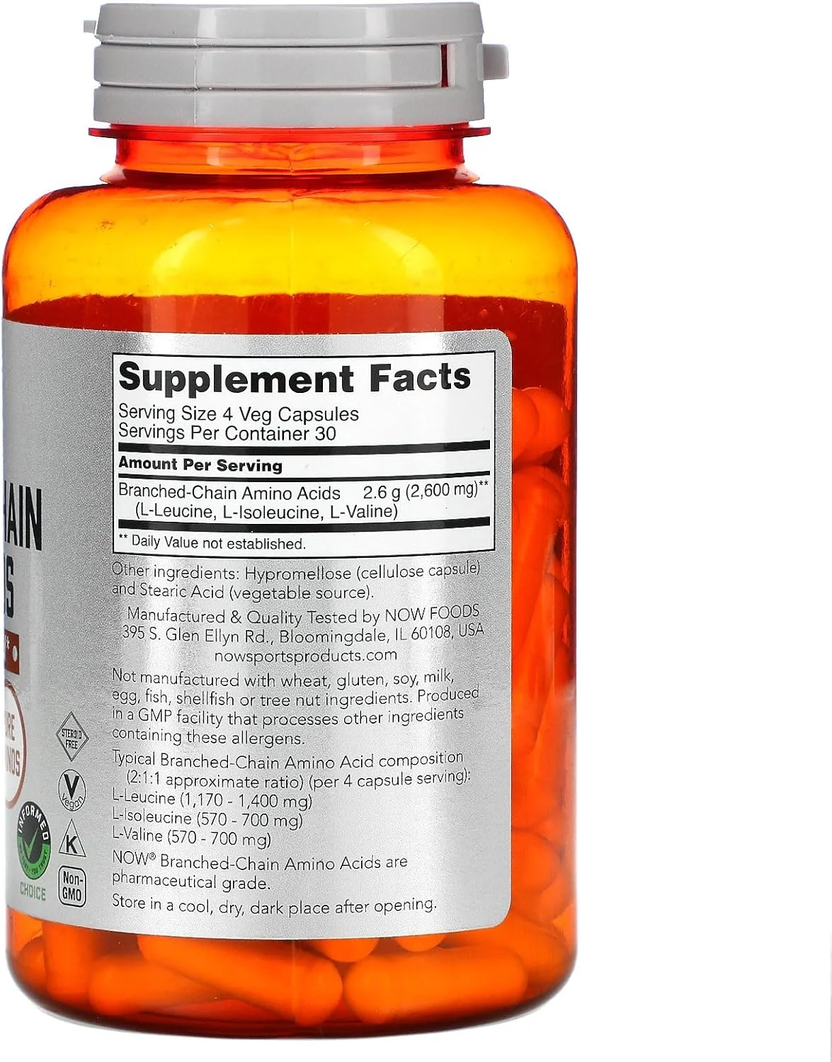 NOW Foods آمینو اسیدهای شاخه دار (BCAA) 800 میلی گرم، 120 کپسول NOW Foods آمینو اسیدهای شاخه دار (BCAA) 800 میلی گرم، 120 کپسول