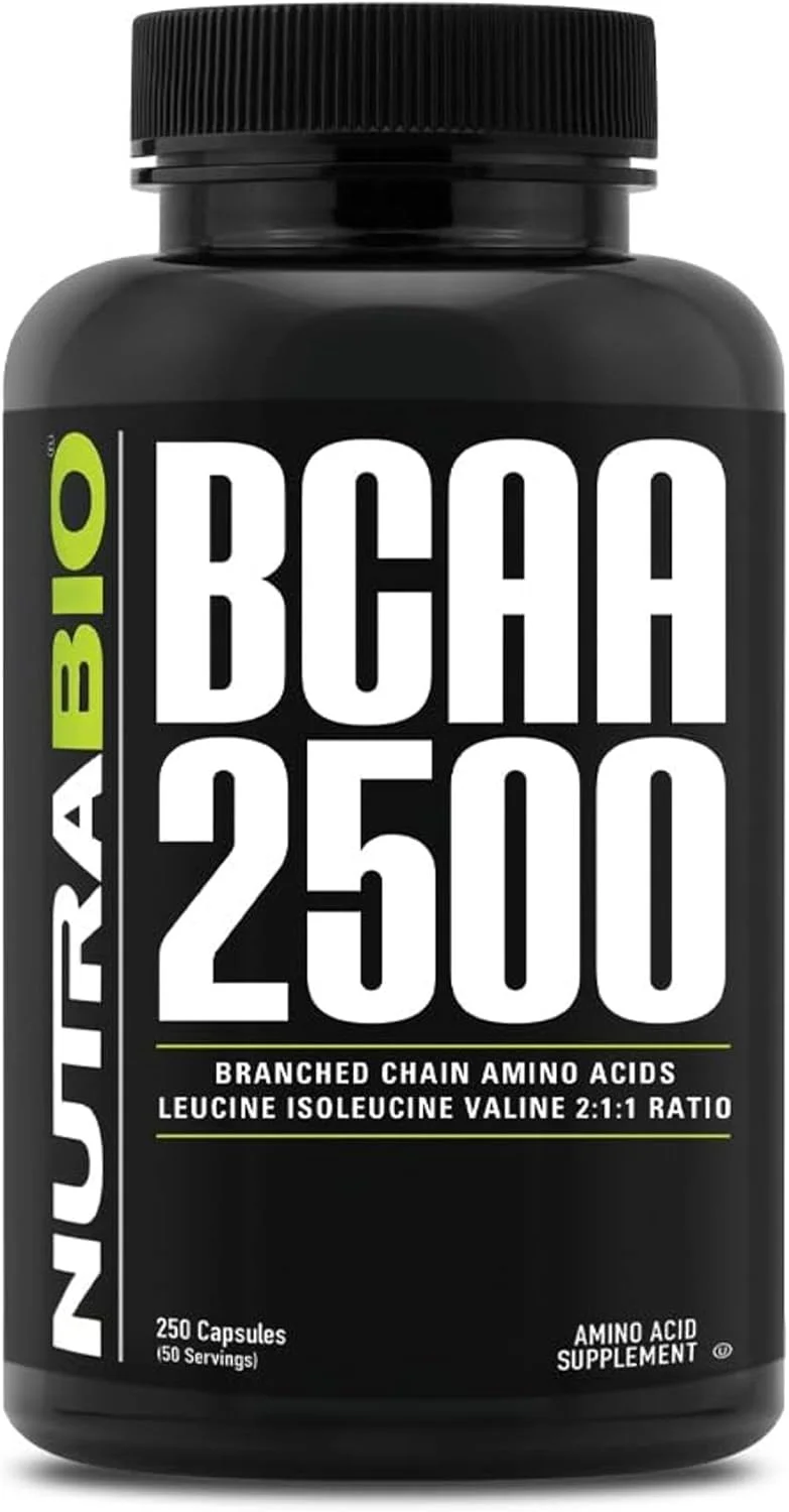 نوتراBio - BCAA 2500 - آمینو اسیدهای زنجیره ای شاخه دار - پشتیبانی از رشد عضلات جدید و جلوگیری از تجزیه عضلات - 250 کپسول نوتراBio - BCAA 2500 - آمینو اسیدهای زنجیره ای شاخه دار - پشتیبانی از رشد عضلات جدید و جلوگیری از تجزیه عضلات - 250 کپسول