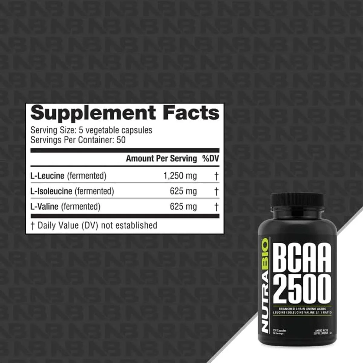 نوتراBio - BCAA 2500 - آمینو اسیدهای زنجیره ای شاخه دار - پشتیبانی از رشد عضلات جدید و جلوگیری از تجزیه عضلات - 250 کپسول نوتراBio - BCAA 2500 - آمینو اسیدهای زنجیره ای شاخه دار - پشتیبانی از رشد عضلات جدید و جلوگیری از تجزیه عضلات - 250 کپسول