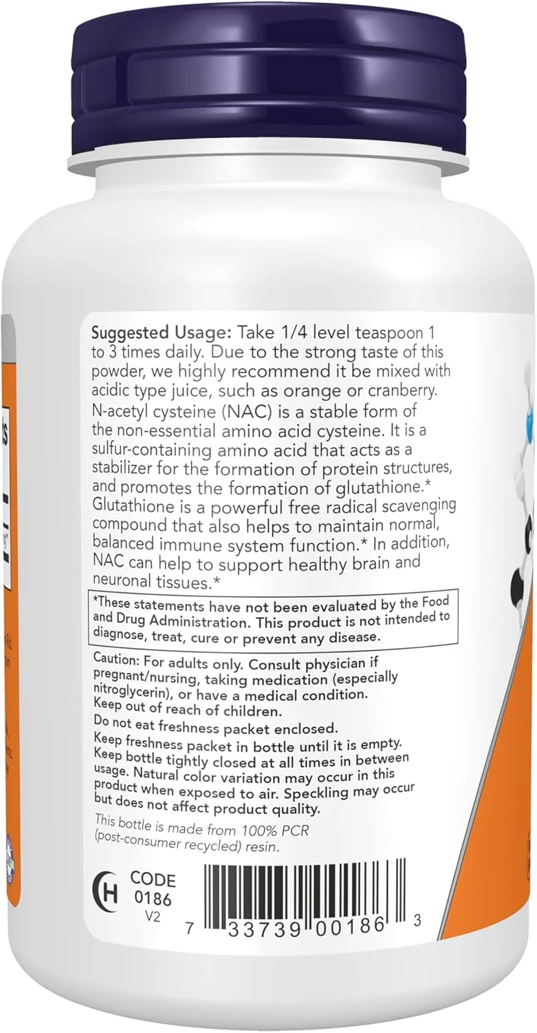 پودر خالص ان-استیل سیستئین 600 میلی گرم ناو ساپلیمنتس، محافظت از رادیکال های آزاد*، سلامت سلولی*، عملکرد سیستم ایمنی*، 113 گرم
