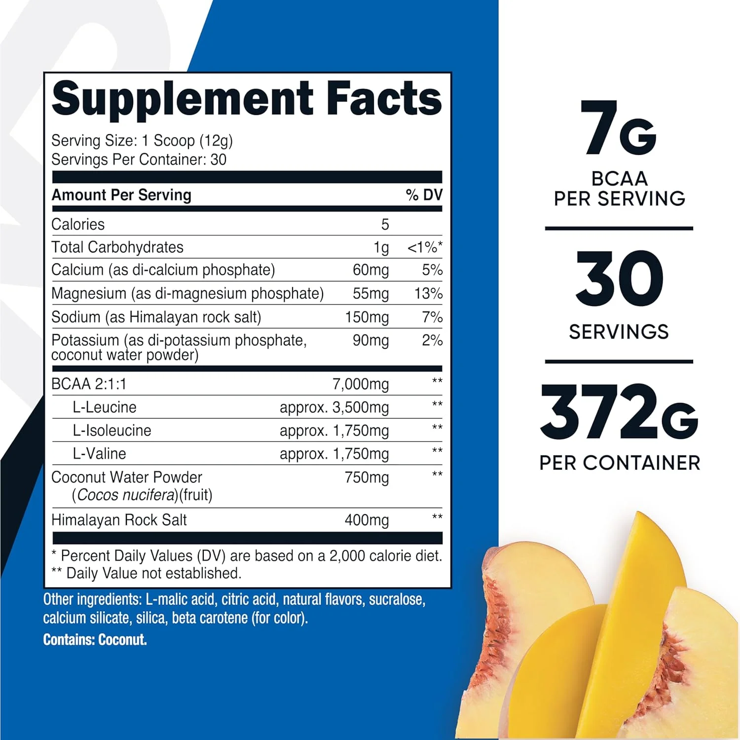 پودر BCAA + آبرسانی نوتری‌کاست (انبه هلو) 30 سروینگ - آمینو اسیدهای شاخه‌دار با کمپلکس آبرسانی - بدون گلوتن، غیر تراریخته