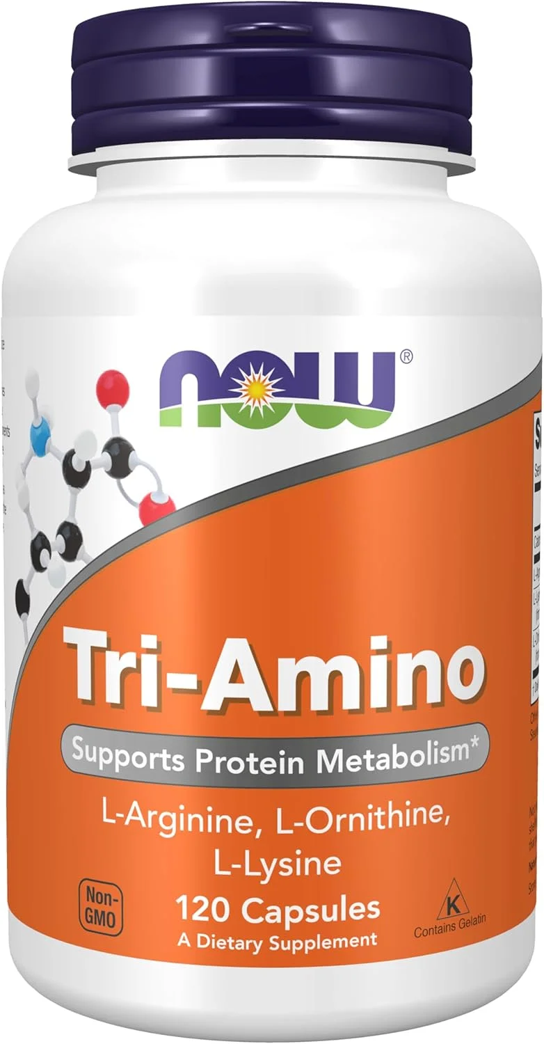 مکمل های غذایی NOW Foods، تری آمینو با ال-آرژنین، ال-اورنیتین، ال-لیزین، پشتیبانی از متابولیسم پروتئین*، 120 کپسول مکمل های غذایی NOW Foods، تری آمینو با ال-آرژنین، ال-اورنیتین، ال-لیزین، پشتیبانی از متابولیسم پروتئین*، 120 کپسول