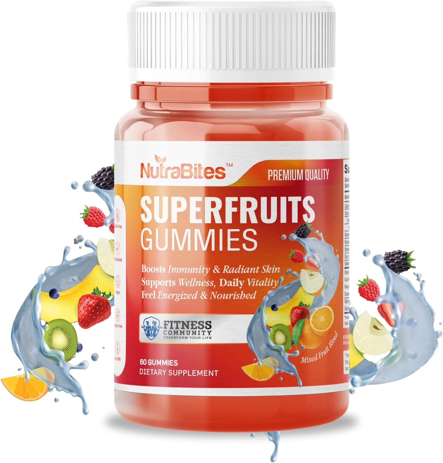 پاستیل میوه های سوپر با آنتی اکسیدان، ویتامین C و زینک - پشتیبانی از سیستم ایمنی و پوست درخشان - انرژی کاملا طبیعی - وگان، غیر GMO و بدون گلوتن - طعم توت خوشمزه - 60 عدد