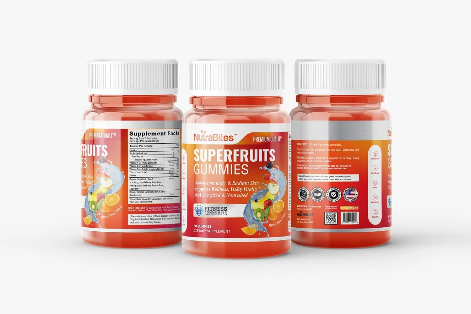 پاستیل میوه های سوپر با آنتی اکسیدان، ویتامین C و زینک - پشتیبانی از سیستم ایمنی و پوست درخشان - انرژی کاملا طبیعی - وگان، غیر GMO و بدون گلوتن - طعم توت خوشمزه - 60 عدد