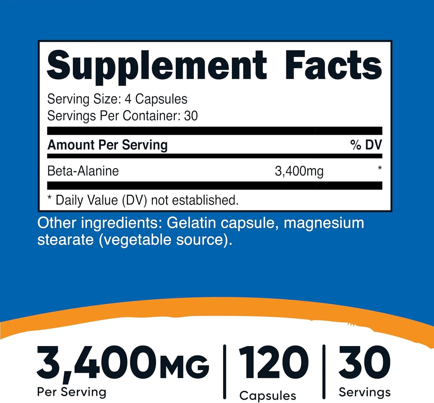 کپسول های بتا آلانین نوتریکاست 3400 میلیگرم، 120 عدد (30 سروینگ) - بتا آلانین قوی، بدون گلوتن و غیر تراریخته، 850 میلیگرم در هر کپسول کپسول های بتا آلانین نوتریکاست 3400 میلیگرم، 120 عدد (30 سروینگ) - بتا آلانین قوی، بدون گلوتن و غیر تراریخته، 850 میلیگرم در هر کپسول