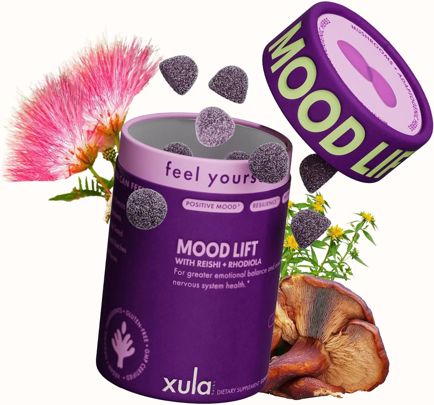 پاستیل تقویت کننده خلق و خو - ترکیب رودیولا، ریشی و آداپتوژن - تقویت کننده سروتونین و دوپامین برای کاهش استرس، ایجاد انگیزه و تعادل عاطفی - وگان، غیر GMO، ساخت آمریکا - 50 پاستیل فوق العاده قوی