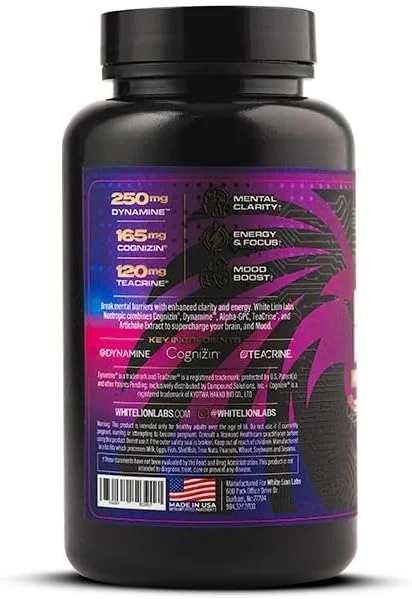 مکمل تقویت کننده ذهن نوتراپیک برای تمرکز، انرژی و وضوح - تقویت کننده شناختی طبیعی با آلفا GPC، ال-تیانین و کافئین - 120 کپسول