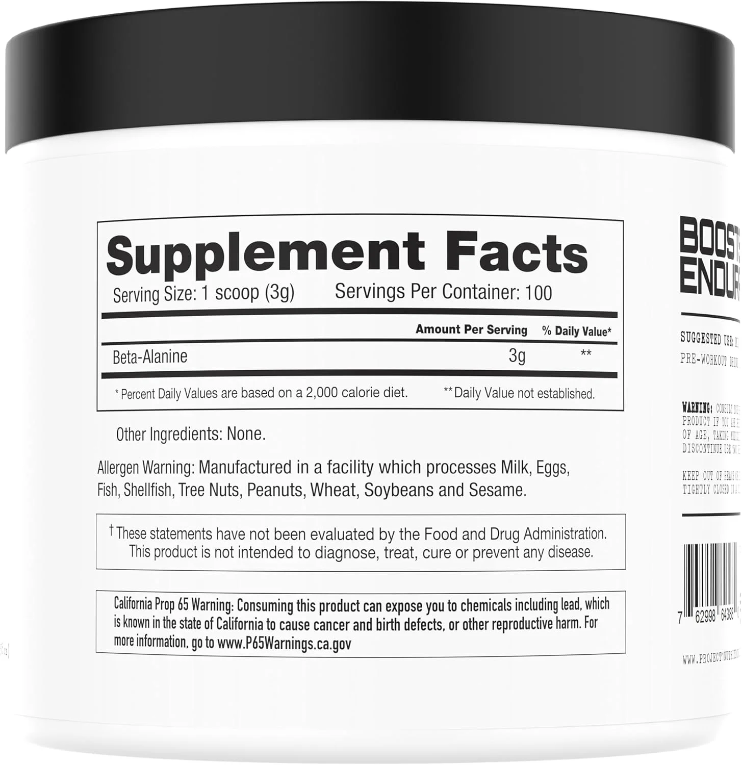 پودر بتا-آلانین پروژه شماره 1، بدون طعم، 100 سروینگ، پشتیبانی از استقامت عضلانی، 300 گرم