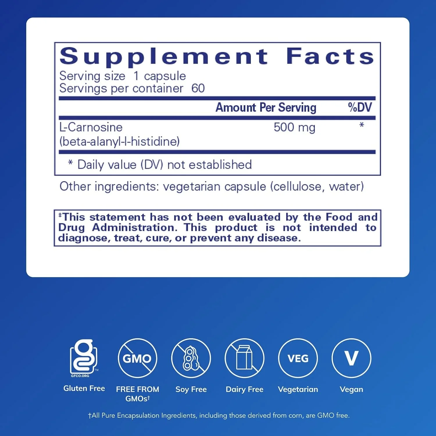 ال-کارنوزین Pure Encapsulations | مکمل اسید آمینه برای مفاصل، مغز، آنتی اکسیدان ها، سلامت قلب و ورزش* | 60 کپسول